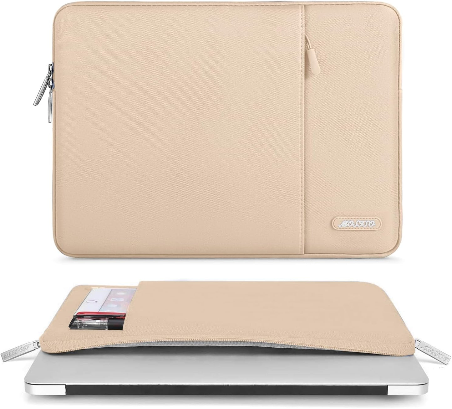 MOSISO Laptop Case 13 inch, 13 inch Laptop Sleeve Compatible with MacBook Air M4 M3 M2 M1 2025-2018 / Pro M2 M1 2025-2016, Polyester Vertical Computer Sleeve Bag with Pocket, Apricot