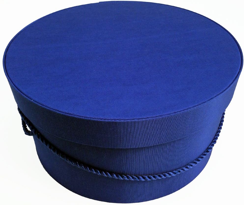 Sarah's Hat Boxes Classic Royal Hat Box – 18.5" x 9.5" (Dia. x Ht.) Handmade in USA – Odorless Non-Toxic Adhesive, Cording Handle – Premium Storage for Hats & Accessories