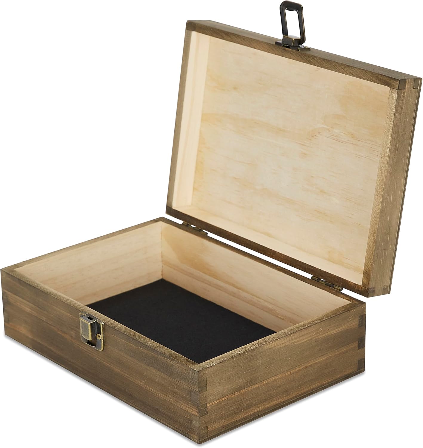 makerflo Medium Dark Walnut Wood Memory Box (Pack of 24) with Hinged with Clasp, Black Felt Inside, Keepsake Wooden Box Ideal for Craft and Personalization (Laser Engraving, Epoxy, UV DTF, and Vinyl)