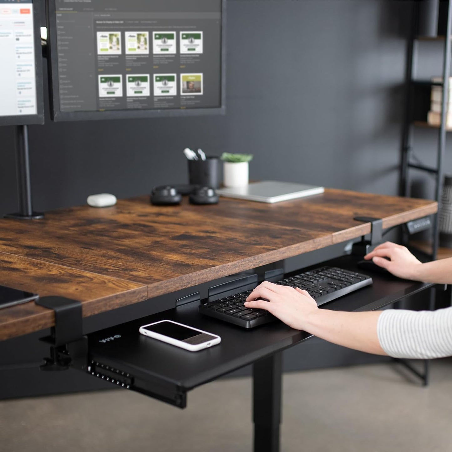 VIVO Extra Long Clamp-on Computer Keyboard and Mouse Under Desk Slider Tray, 34 x 11 inch Pull Out Platform Drawer, Black, MOUNT-KB15EB