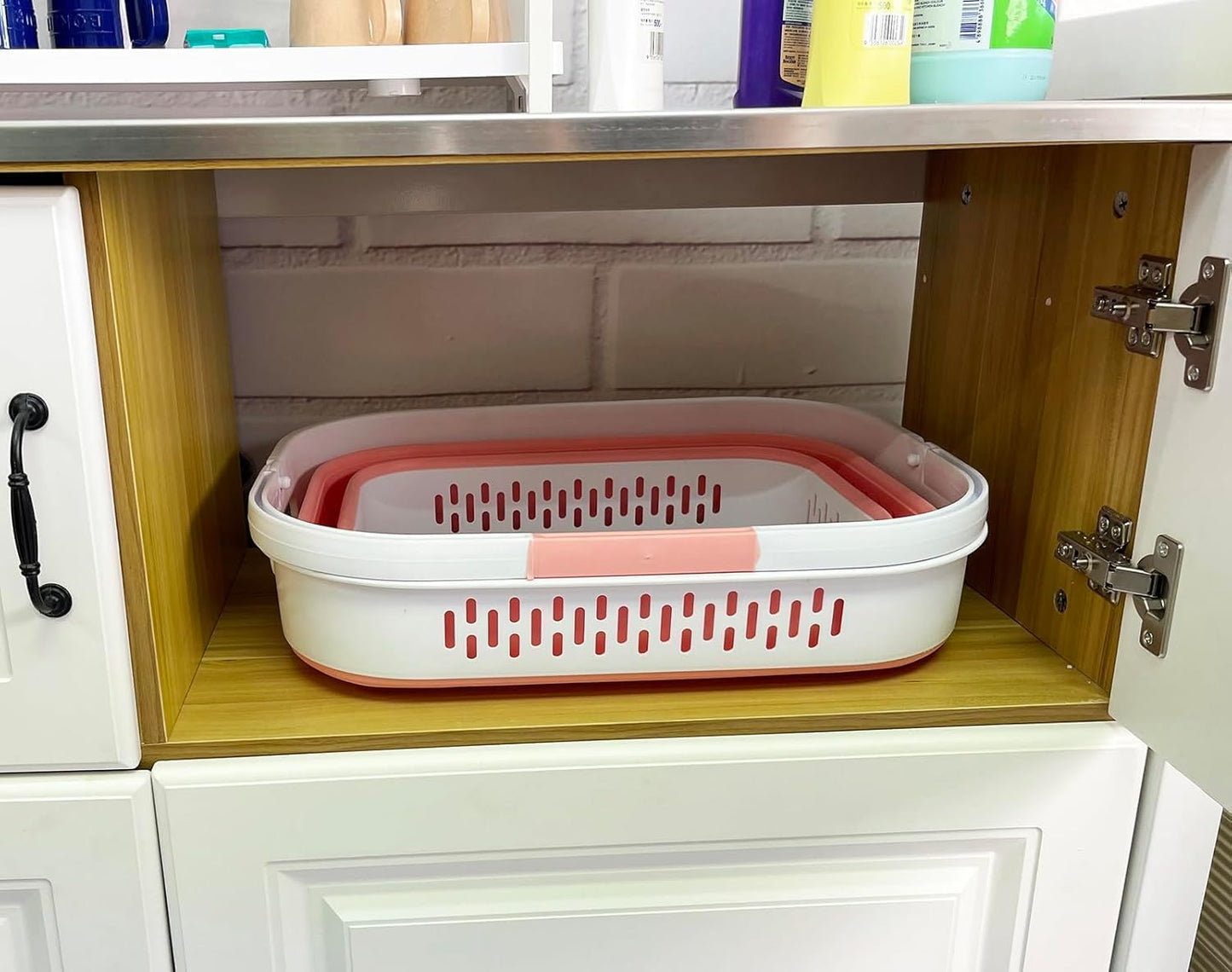 SAMMART 40L (10.5 Gallon) Collapsible Plastic Laundry Basket with Handles - Foldable Pop Up Storage Container/Organizer - Portable Laundry Hamper - Space Saving (2, Quartz Pink+Little Boy Blu)