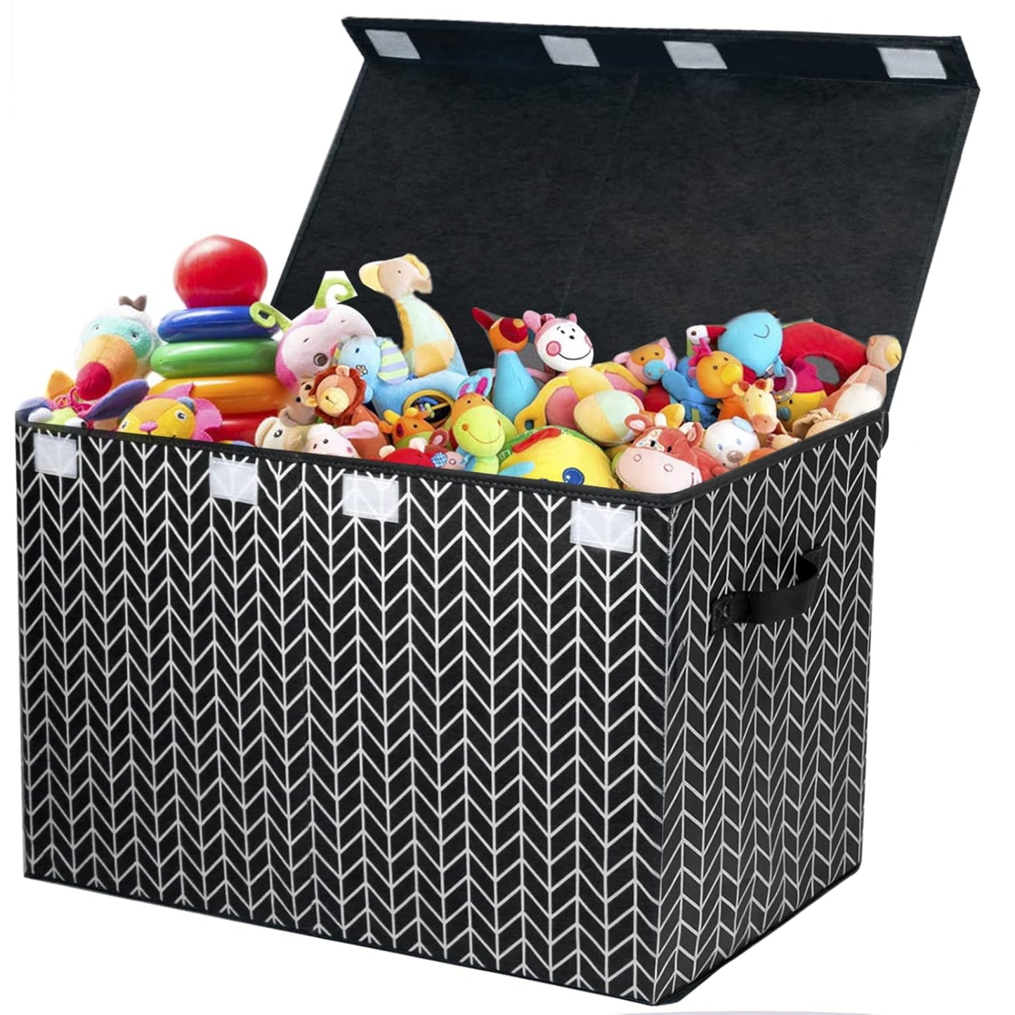 Mayniu Large Toy Box Chest with Lid, Kids Toy Storage Organizer Bins Basket for Living Room, Nursery, Closet, Bedroom, Playroom 25"x13" x16" (Black)