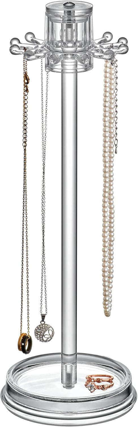 Amazing Abby - Temptation - Necklace Holder Stand with Spinning Hook Design, Jewelry Organizer Stand, Bracelet Tree Display, Perfect Storage Solution for Necklaces, Bracelets, Rings, and More
