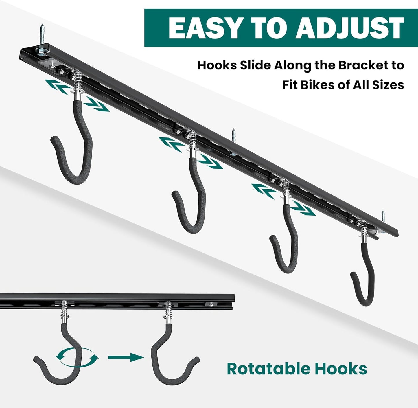 EVERHANGER Ceiling Bike Storage Racks for Garage, Indoor Bike Storage Hanger with Adjustable Bike Hooks for 8 to 16 Bikes