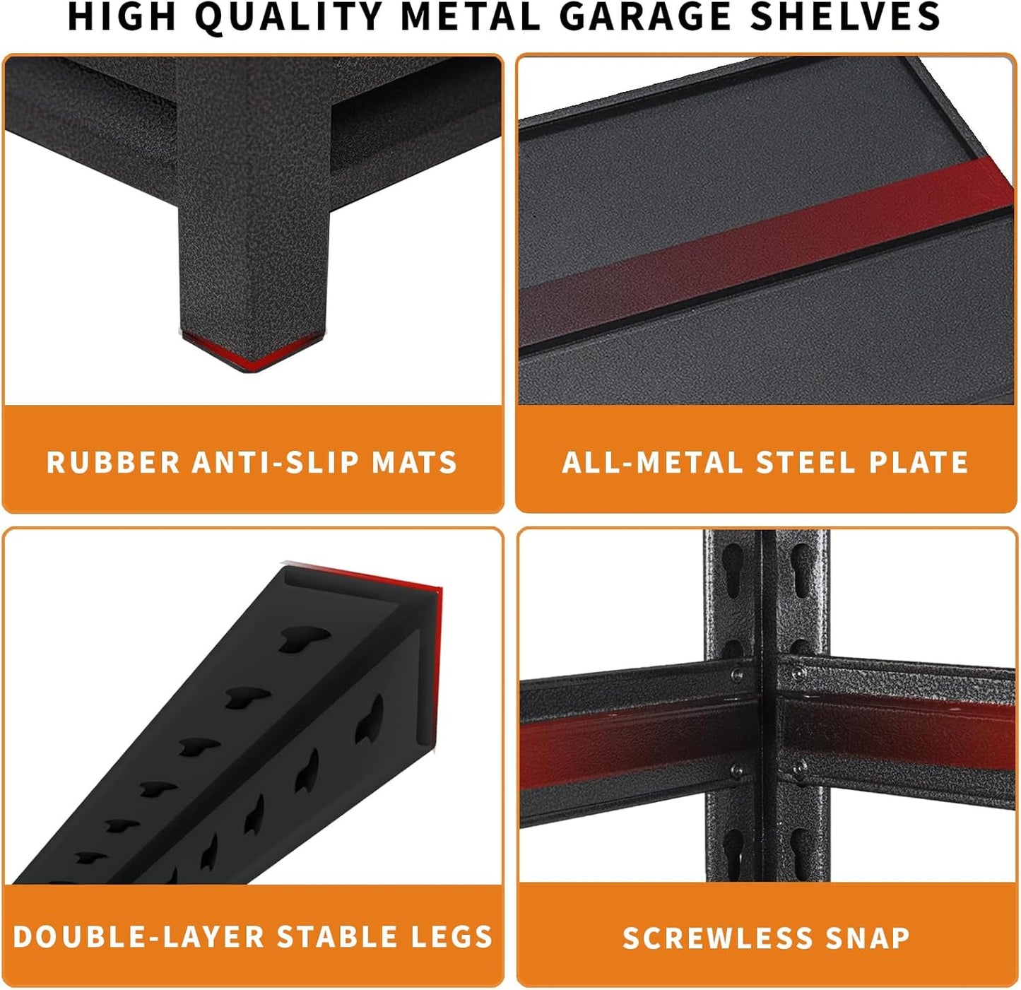 Dyoung 5 Tier Adjustable Garage Shelving Units 63" H Storage Utility Shelves 1800LBS Heavy Duty Shelving Industrial Shelving Rack for Garage Warehouse Basemen, Black (15.7" D*31.5" W*63" H)