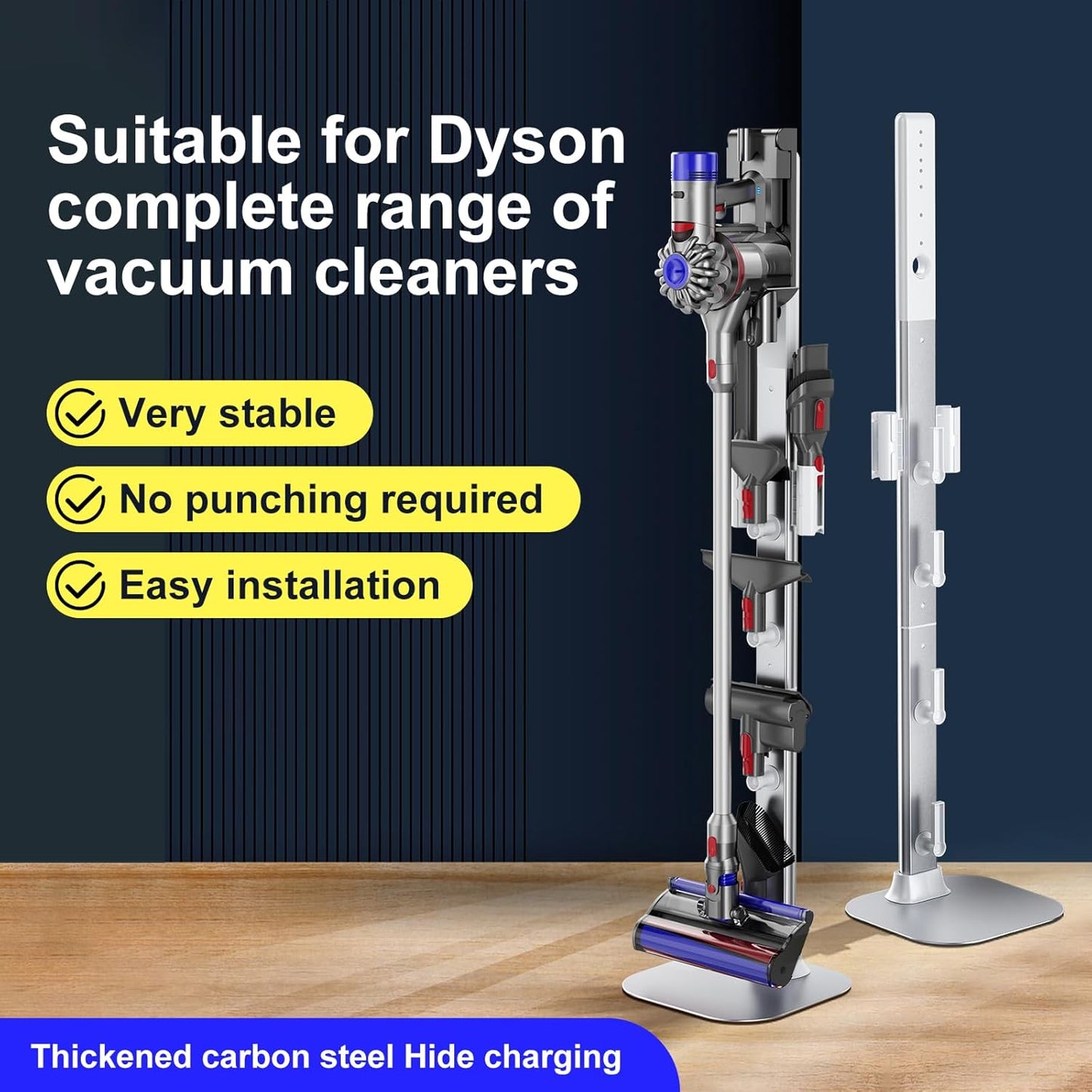 Vacuum Stand Compatible for Dyson V15 V12 V11 V10 V8 V7 V6, Bracket Made of Aviation Aluminum Alloy Material Compatible with All Handheld Cordless Vacuum Cleaners, with A Hidden Power Cord Design