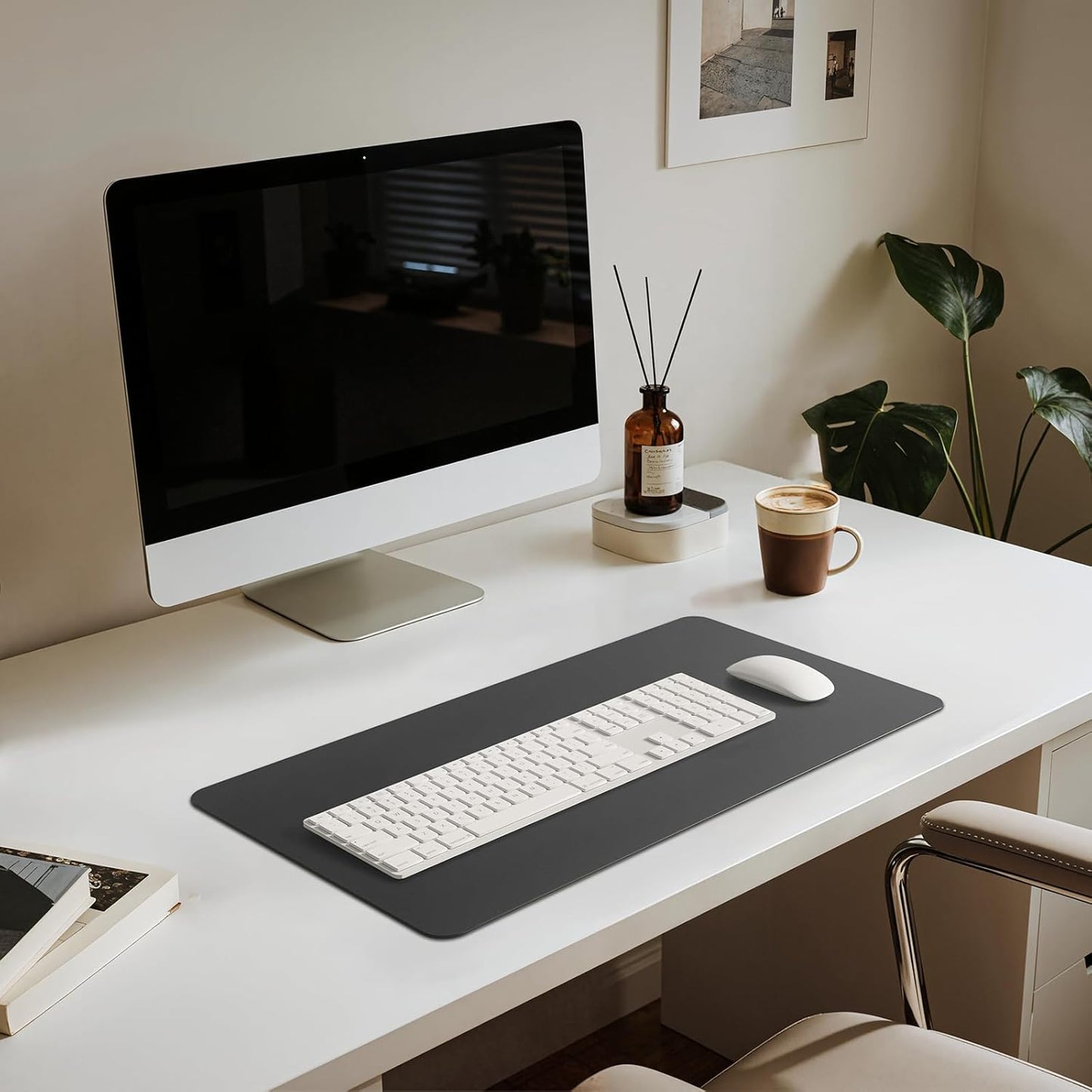 Jotsome Leather Desk Pad Mat, Non-Slip Desk Blotter Pad - Desk Protector for Office, Home, Laptop, and Desktop, Gift for The Holidays or Christmas (Black, 24" x 14")