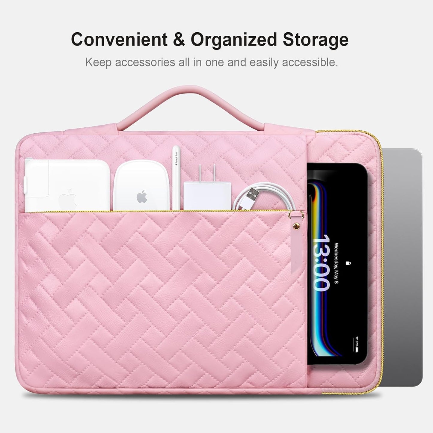 Lacdo 360° Protective Laptop Sleeve Case for 13 inch New MacBook Air M4 A3240 2025, M3 A3113, M2 A2681, M1 A2337 A2179 A1932 2024-2018 | 13 inch MacBook Pro M2/M1 A2338 A2251 A2289 Bag, Sakura Pink
