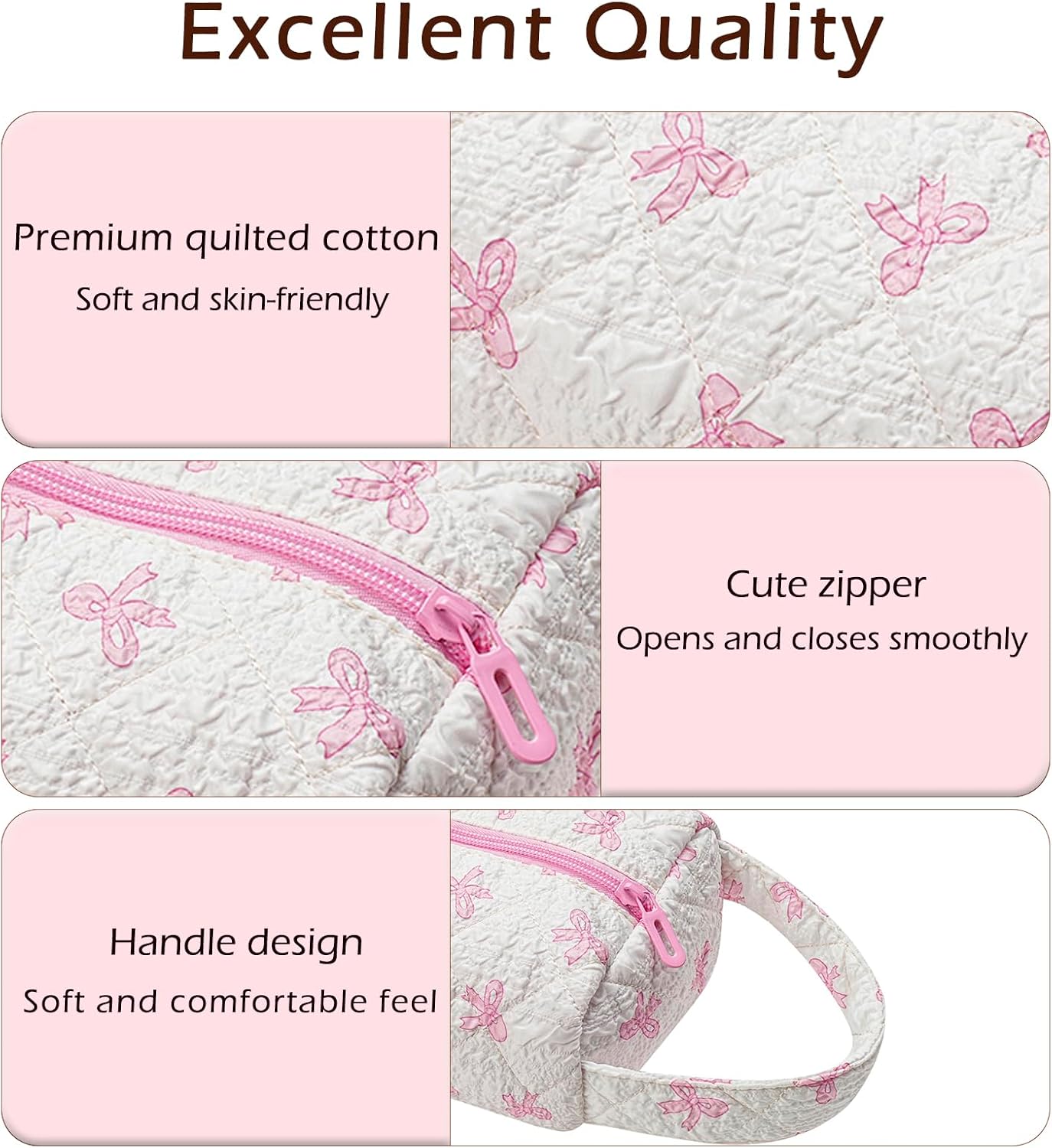 Quilted Hair Tools Travel Bag，Hair Styling Accessories Storage Case for Shark FlexStyle, Dyson Airwrap Hair Dryer, Curling Iron, Revlon Hair Tools，Portable and foldable(01Pink Bow)