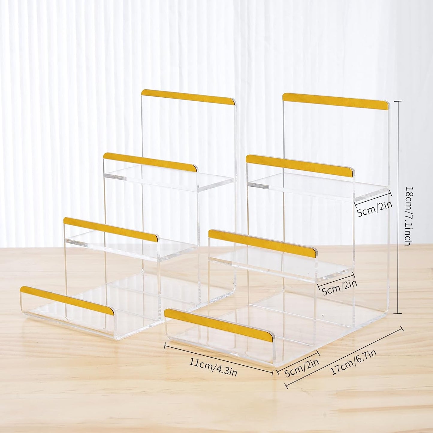 2 Pack 3-Tier Purse Display Stands, Acrylic Wallet Holder Risers Stand, 2-Inch Spacing Clear Clutch Rack Handbag Display Shelf, 4MM Thick Counter Wallet Organizer for Figure Sunglasses Retail Vendor