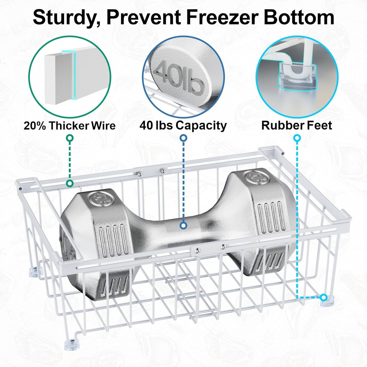 iSPECLE Freezer Organizer Bins - Fit 10 to 20 Cu Ft Chest Freezer, 2 Pack Large Expandable Stackable Deep Freezer Organizer Bins Sort and Easily Get Food without Digging in the Freezer, White