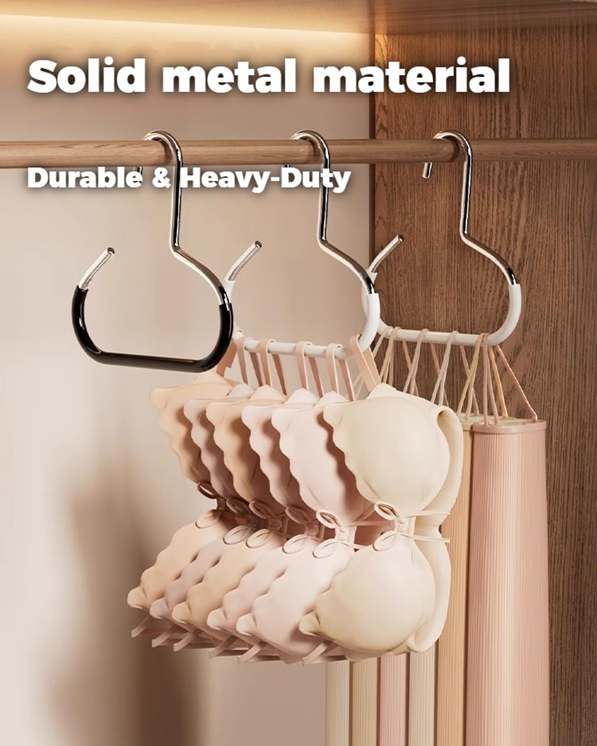 Durable Steel Hangers: Maximize Closet Space with Versatile Storage, Multifunctional Steel Hangers, Heavy Duty Closet Organizer Hooks for Hats, Scarves, Belts, Ties, Bra, Anti-Slip (Gray, 6 PCS)