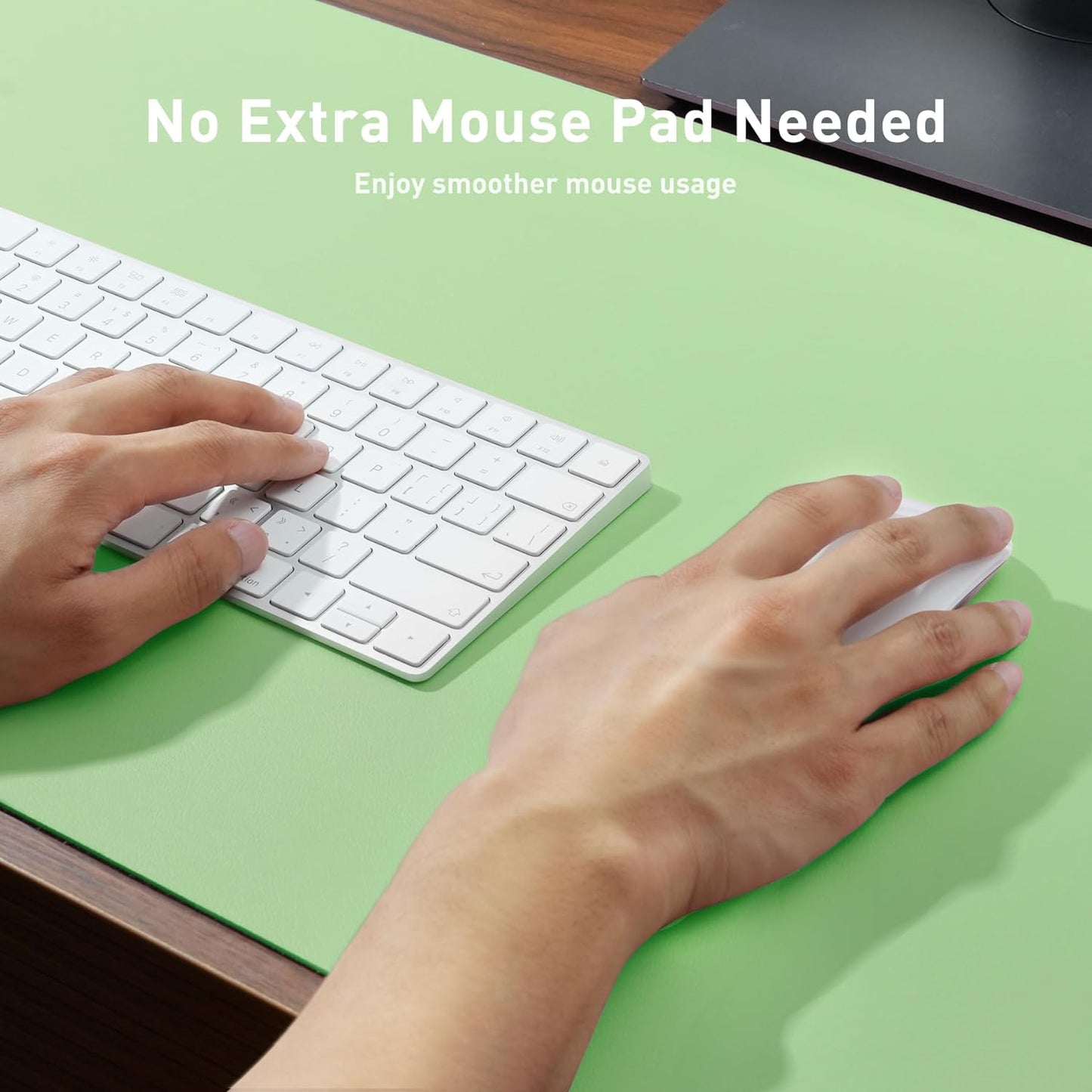 Aothia Leather Desk Pad Protector, Mouse Pad, Office Desk Mat, Non-Slip PU Leather Desk Blotter, Laptop Desk Pad, Waterproof Desk Writing Pad for Office and Home (23.6" x 13.7", Foam Green)
