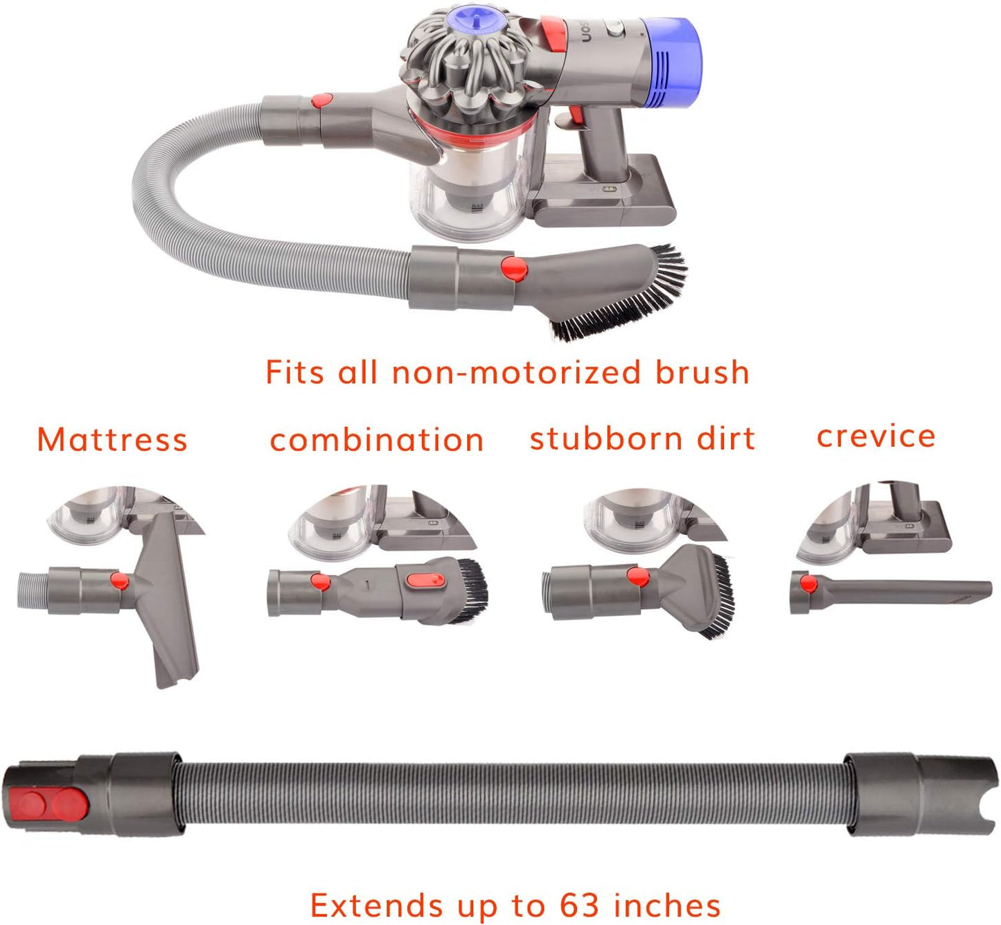 Extension Hose and Crevice Tool Compatible with Dyson Gen 5 V15 V12 V11 V10 V7 V8 Absolute Detect Torque Drive Cyclone Cordless Handheld Vacuum Cleaner