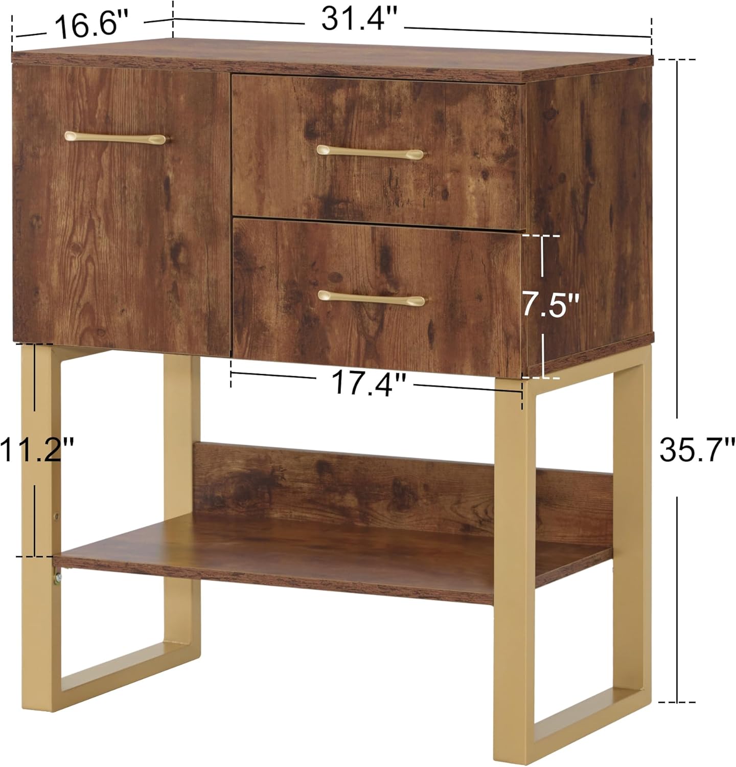 BarberPub Styling Barber Station, Wall Mount Storage Cabinet, Salon Equipment for Hair Stylist, Spa Beauty Makeup Organizer, Bathroom Dresser with Drawers & Shelf 3185 (Rustic Brown)