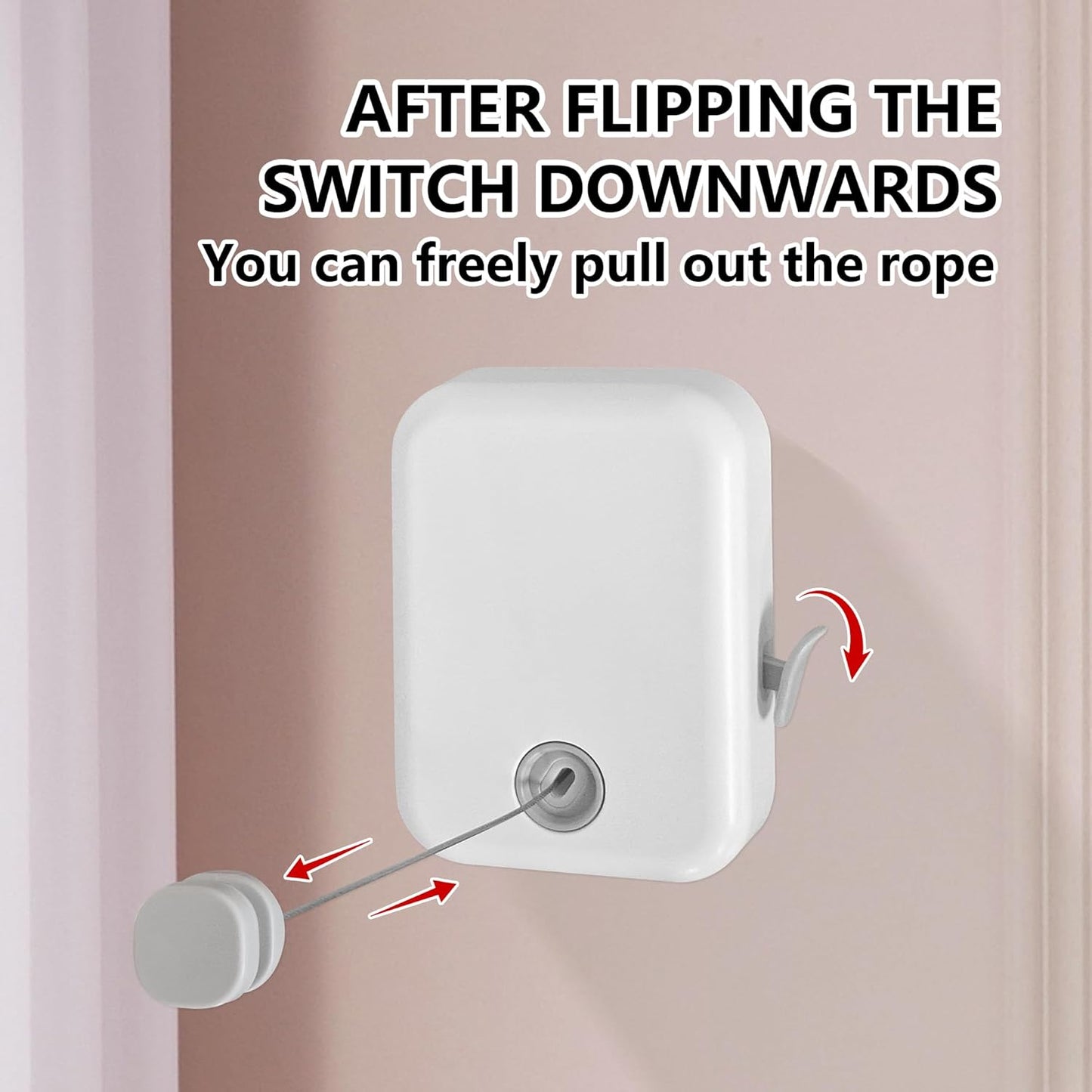 JOOM Retractable Clothesline Heavy Duty Clothes Drying Laundry Line Wall Mounted Easy Hanging Clothes Drying Laundry Line Retracting Hanging Lock to Prevent Sagging (Flat,White)