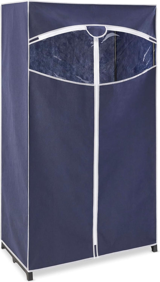 Whitmor 36-inch Clothes Closet - Double Door Portable Closet - Store Seasonal Clothing - Blue Fabric Cover