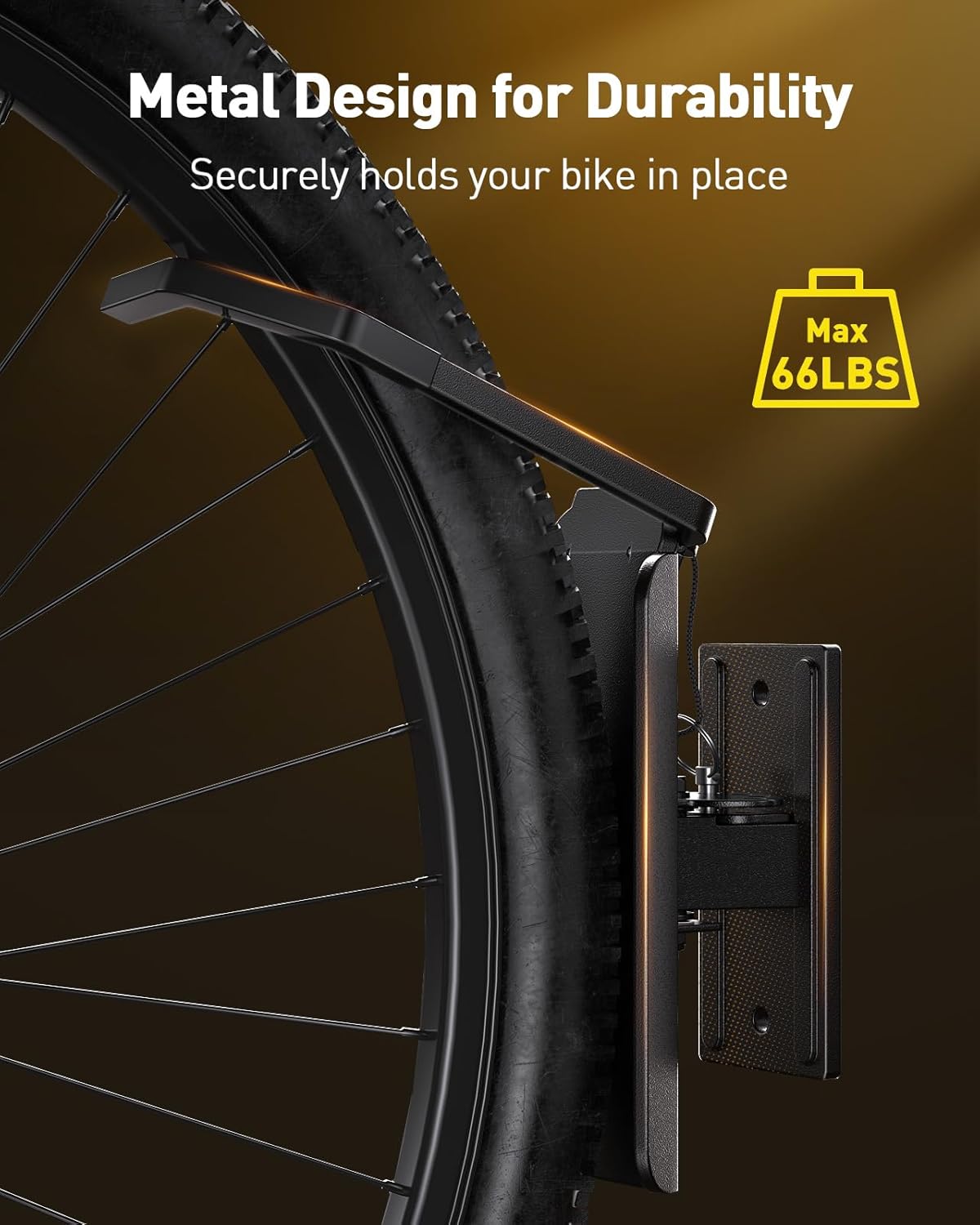 Alphamount AM Swivel Bike Wall Mount, Metal Wall Bike Rack with Durable Sleeves, Space-Saving Vertical Bike Rack with 180° Swivel for Home and Garage, Bike Storage Hanger Mount Up to 66 lbs, 1-Pack