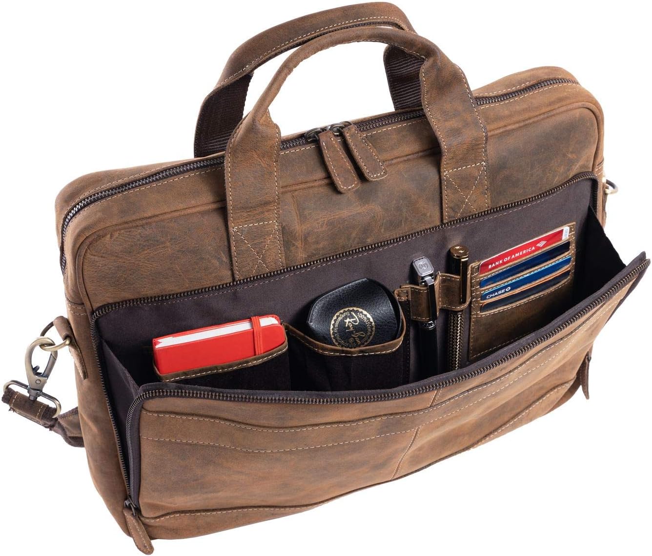 KomalC 16 Inch Leather briefcases Laptop Messenger Bags for Men and Women Best Office Satchel Bag