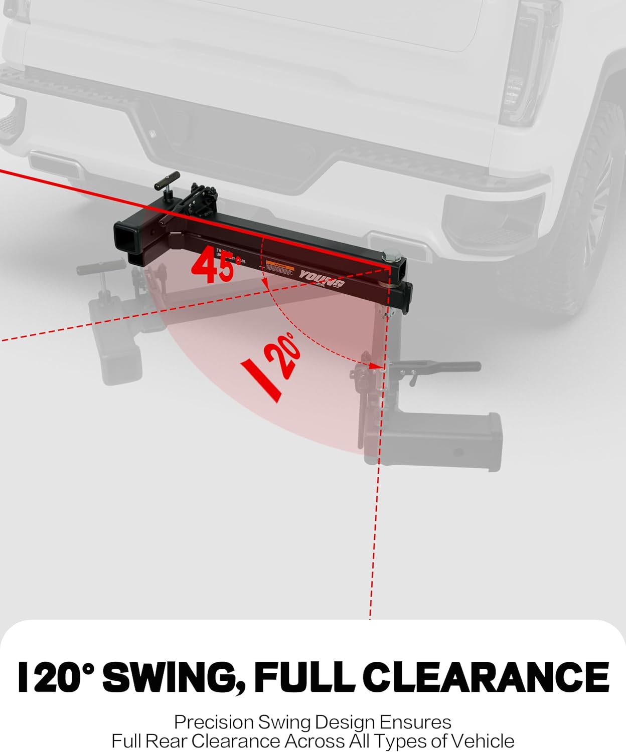 Young 250LBS Swing Away Hitch for Bike Rack and Cargo Carrier Basket, Black