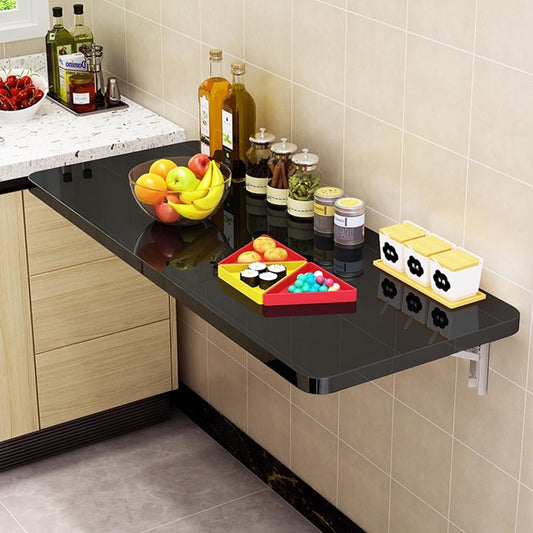 Wall Mounted Folding Wood Table, Folding Table with Heavy Duty Metal for Laundry Collapsible Shelf Brackets, Wall Mounted Desk Fold Down for Small Spaces Black 100 * 50cm/39.3”*19.7”