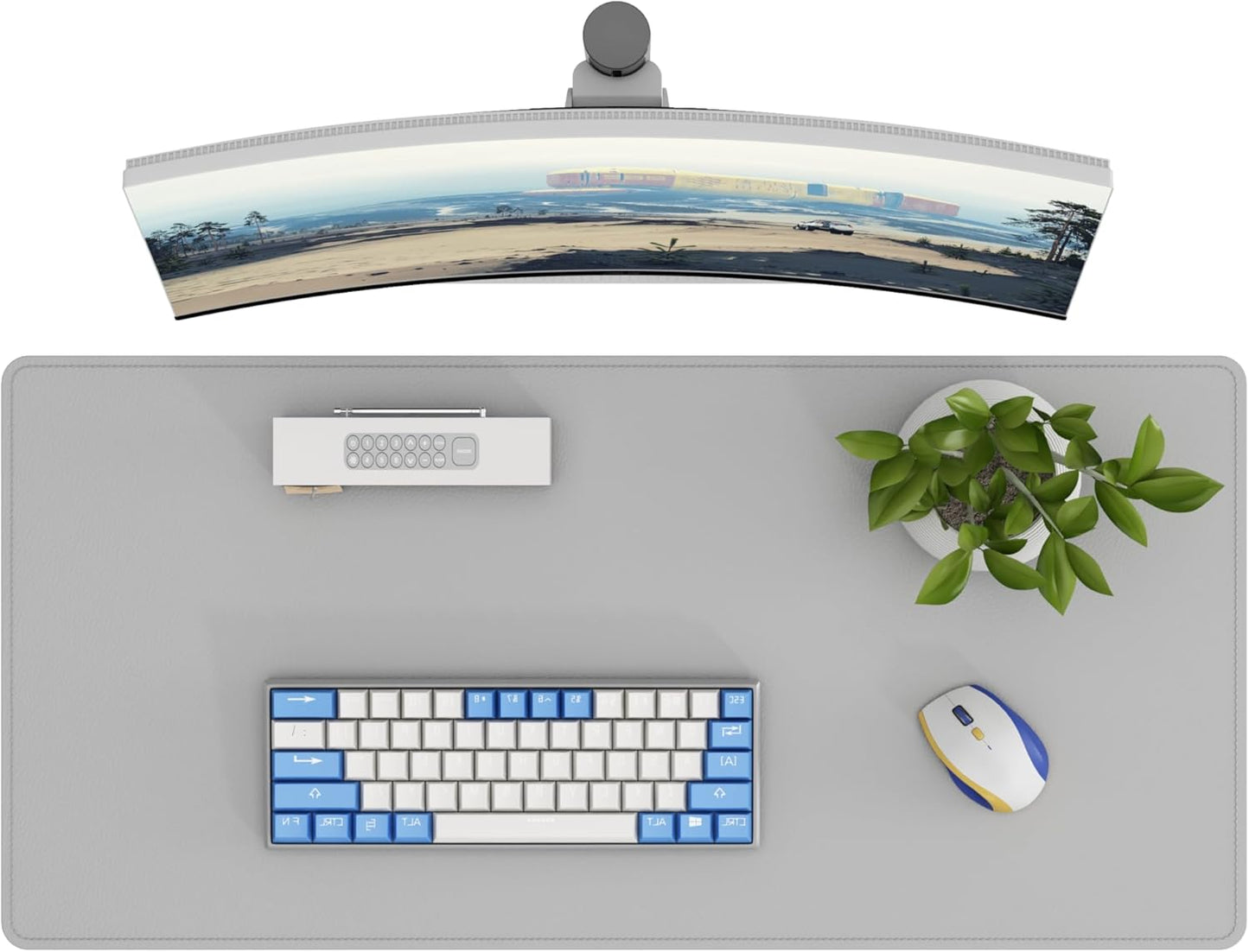 DAWNTREES Desk Mat Protector,PU Leather Desk Pad,Non Slip, Large Mouse Pad and Keyboard Mat, Waterproof Writing Pad for Office and Home (Light Gray)