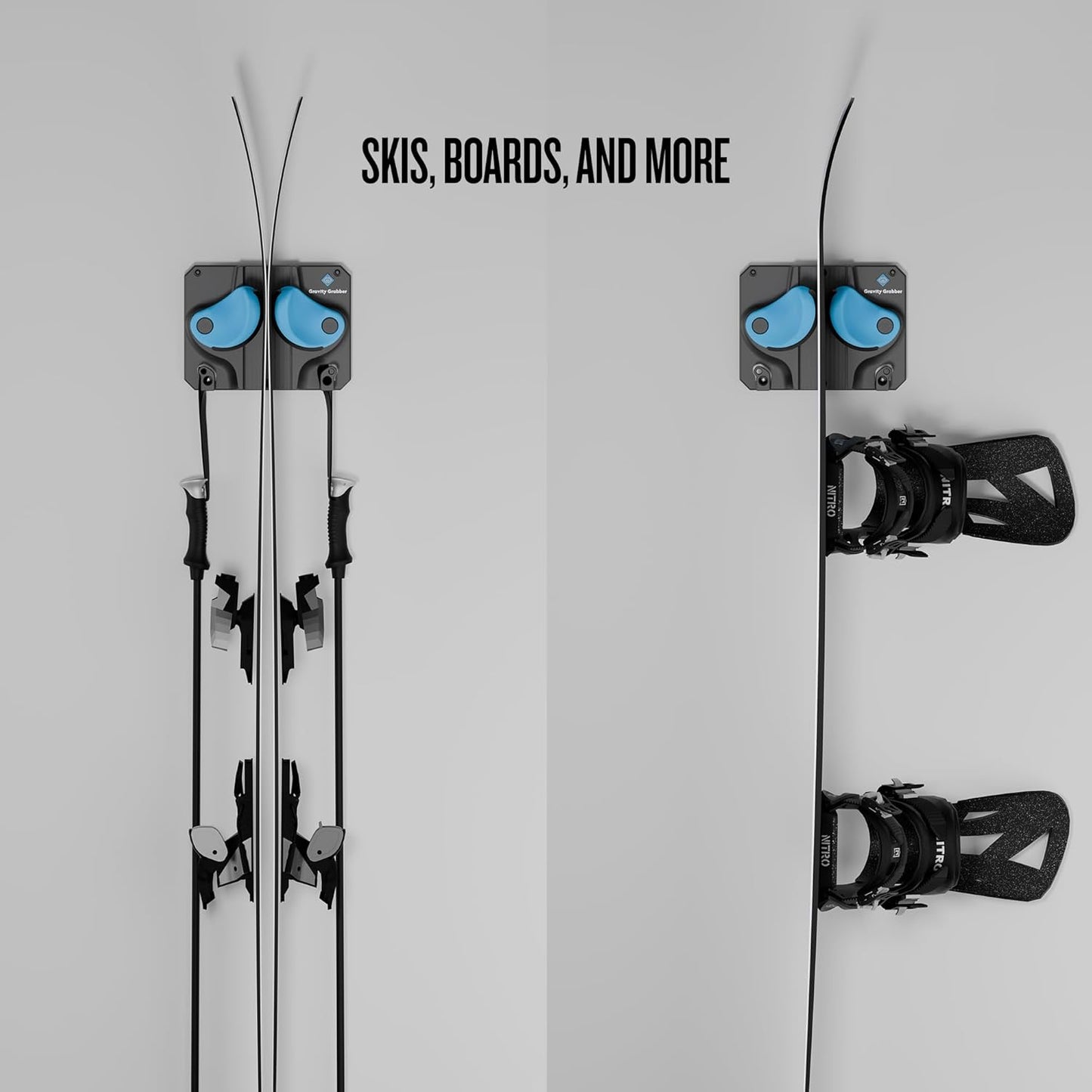 Gravity Grabber - Ultimate Ski & Snowboard Wall Rack | Secure, Non-Slip Storage | Fits Any Ski/Board | Garage Organization | Ski Storage Rack | Snowboard Storage Rack | Winter Gear Organizer | 1 Pck