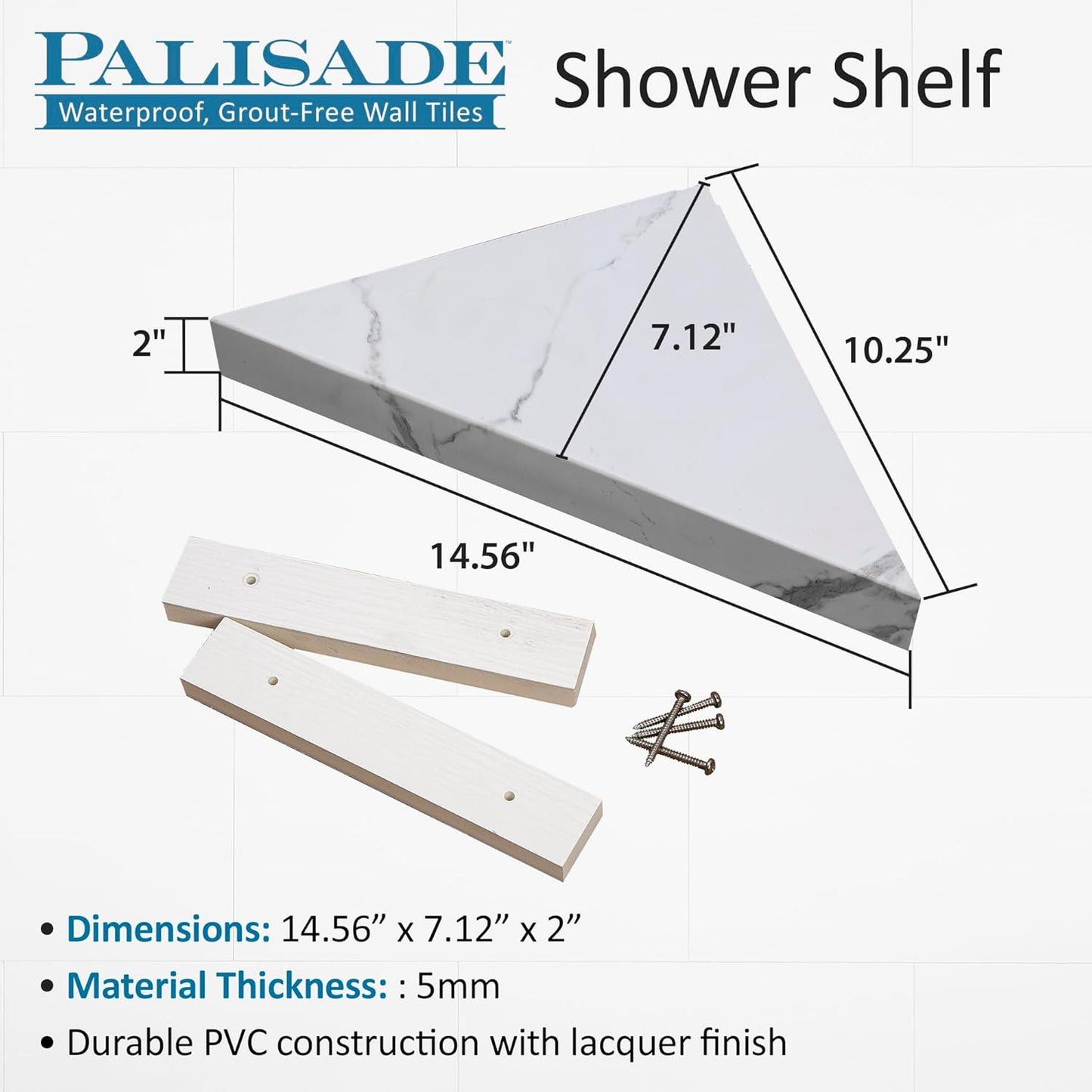 Palisade Vinyl Waterproof Corner Shower Shelf in Wintry Mix