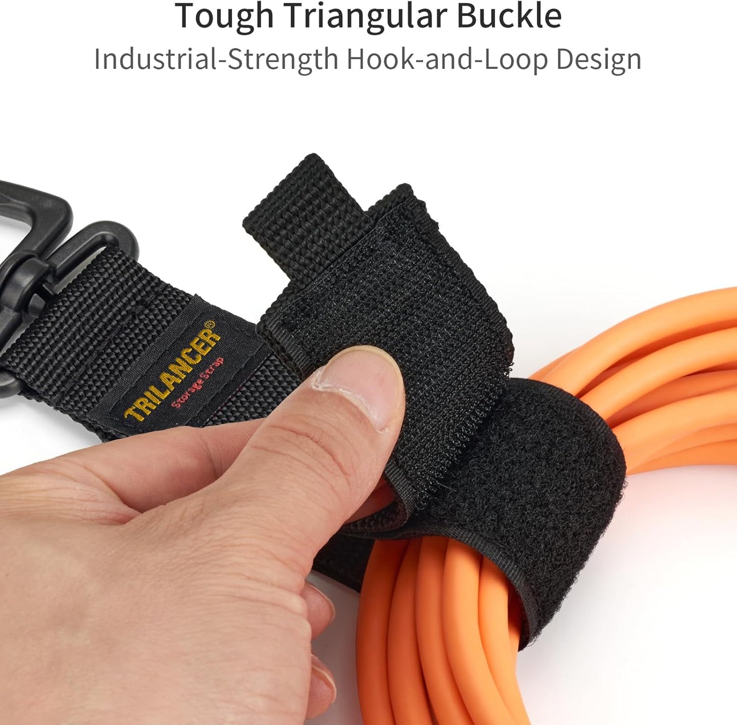 Heavy Duty Storage Straps(10-Pack), Trilancer Hook-and-Loop Cord Organizer and Hanger with Triangular Buckle to Hang on Walls for Cables,Wires,Rope,Hoses,Organization for Home,Garage or Workshop (10M)