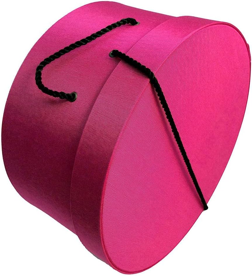 Sarah's Hat Boxes Classic Cerise Hat Box – 16.75" x 8.5" (Dia. x Ht.) Handmade in USA – Odorless Non-Toxic Adhesive, Cording Handle – Premium Storage for Hats & Accessories