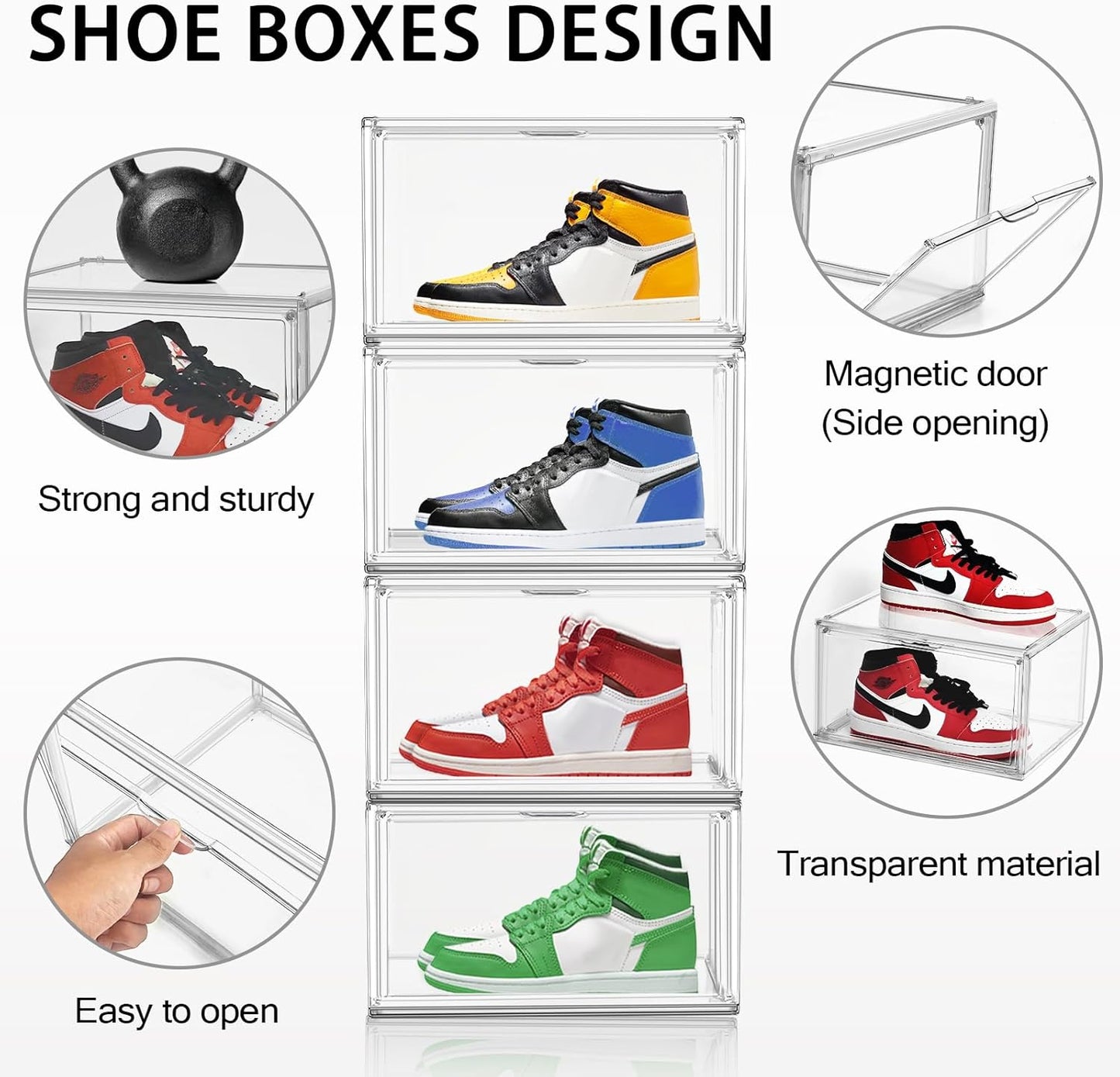 Acrylic Shoe Box, Sneaker Display Case Transparent Box Shoe Storage Bins Clear Plastic Stackable Boot Handbag Organizer Containers with Lids, 1Pack Size 12