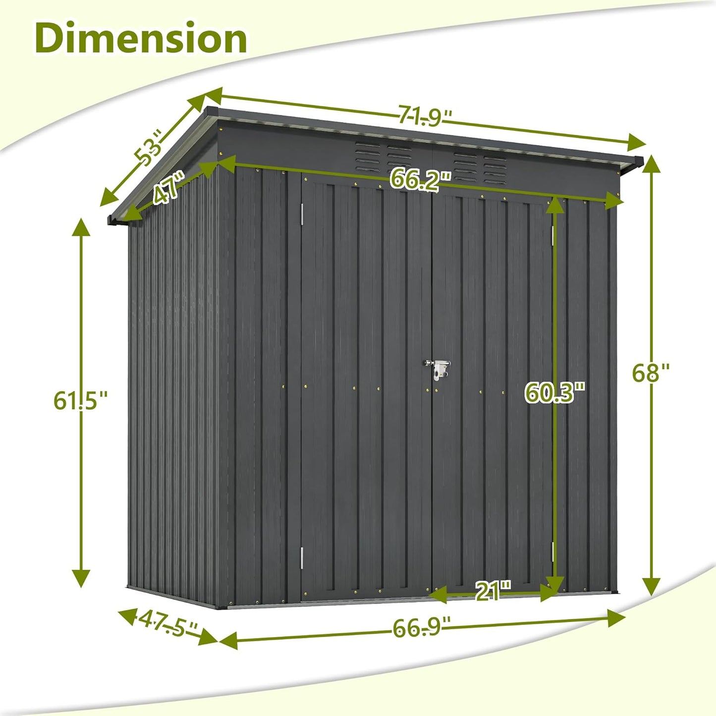 4x6 ft Metal Shed Outdoor Storage Shed,Metal Steel Utility Tool Shed Storage House with Double Lockable Doors and Air Vent for Backyard Garden Patio Lawn Black