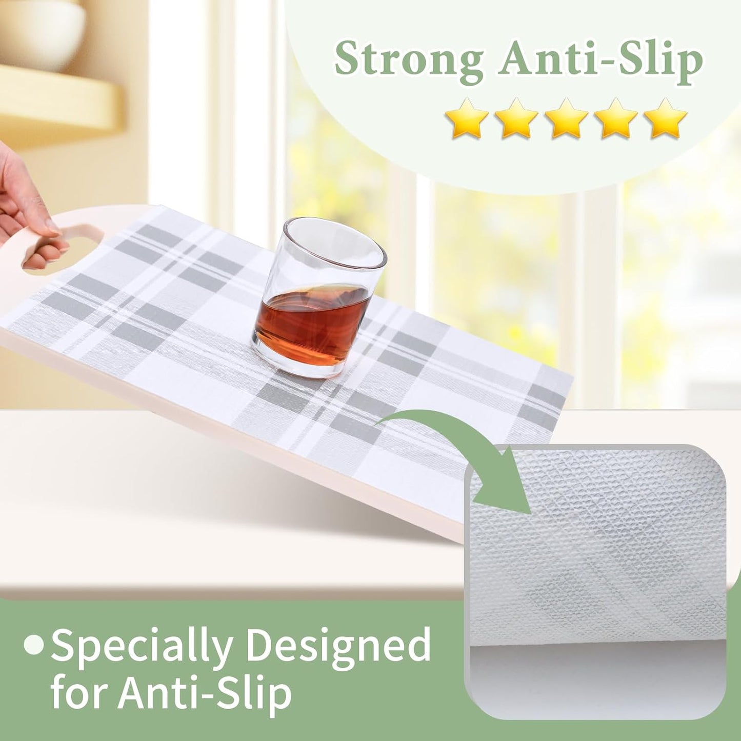 Drawer and Shelf Liner for Kitchen Cabinet: 12 in X 20 Ft Non Slip Waterproof Shelf Paper Non Adhesive Refrigerator Liners Light Grey Lattice Easy Liners for Bathroom