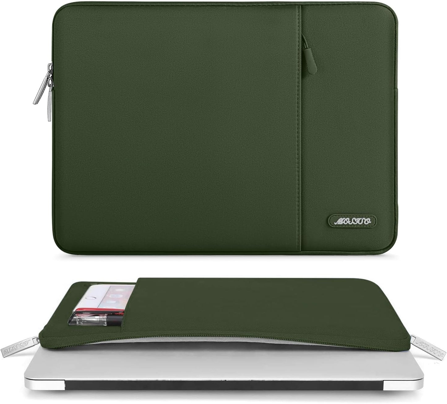 MOSISO Laptop Case 13 inch, 13 inch Laptop Sleeve Compatible with MacBook Air M4 M3 M2 M1 2025-2018 / Pro M2 M1 2025-2016, Polyester Vertical Computer Sleeve Bag with Pocket, Army Green