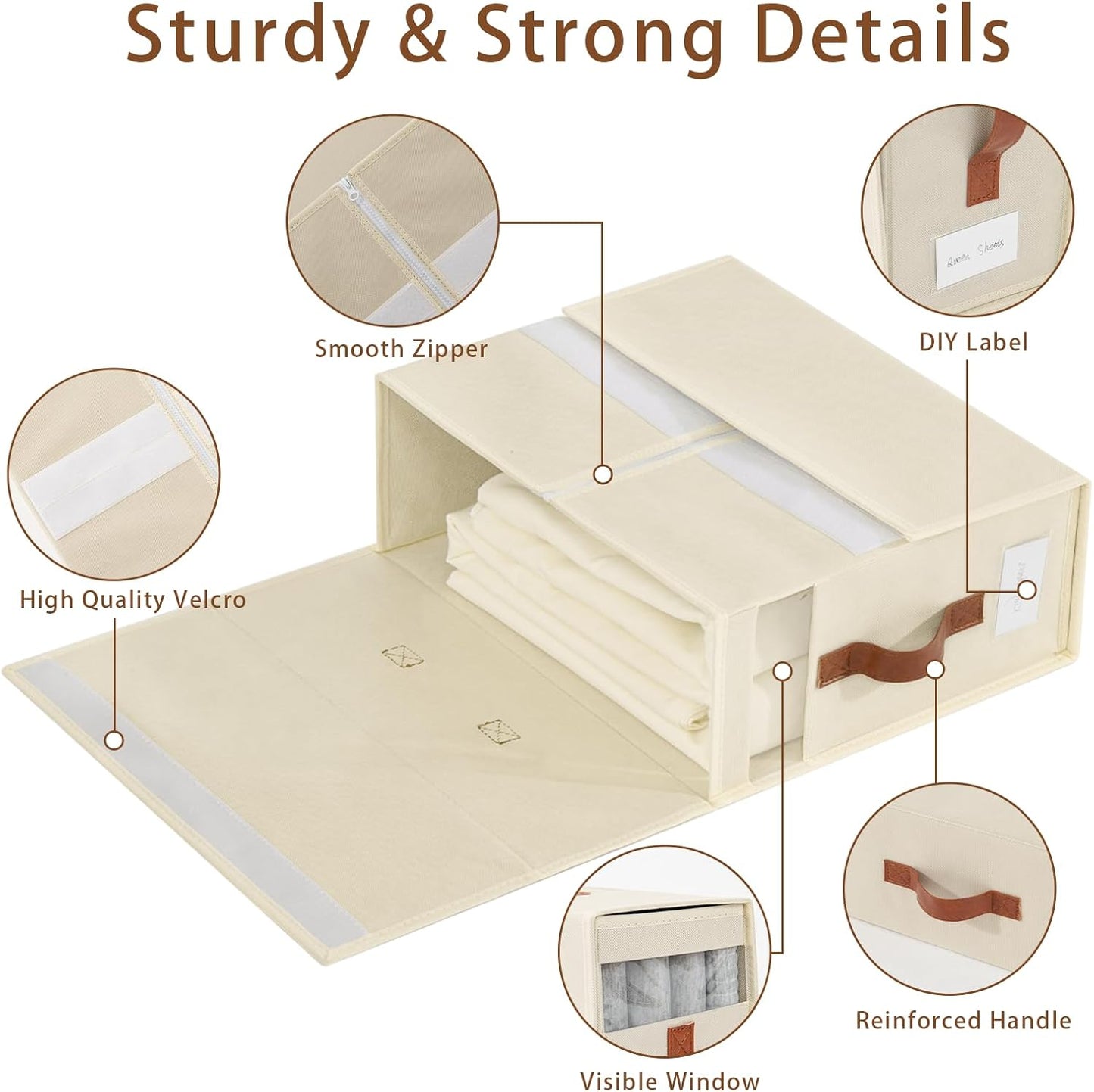 Bed Sheet Organizers and Storage, 8 Pack Linen Closet Organizers, Foldable Bedding Storage for Queen or King Size Bedsheets, Duvet Covers and Pillows
