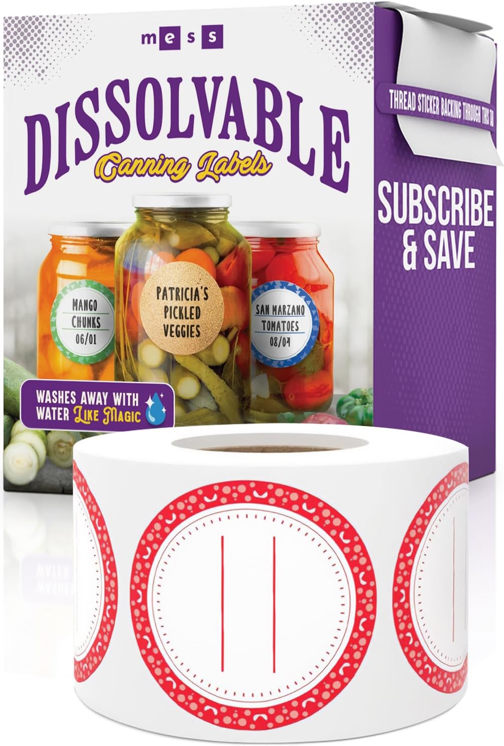 Canning Labels Dissolvable Stickers for Mason Jars and More (2" Round 200/roll) Canning Supplies Washes Off in Seconds Like Magic - Jar Labels Homemade Jam, Jelly, and More (Amaranth Red)