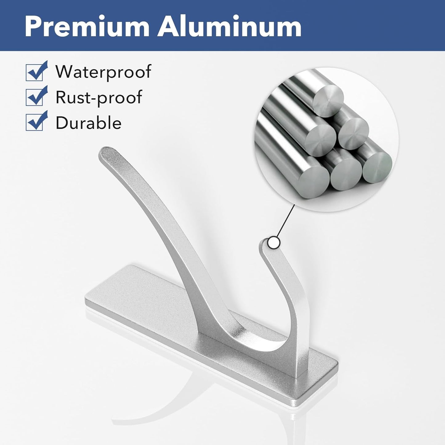 pickpiff Stick on Hooks for Hanging, Extra Sticky 6KG (Max), Coat Hook on Door for Towel Coat Hat Key, Self Adhesive Hangers Wall Mounted, Silver, 6 Pack