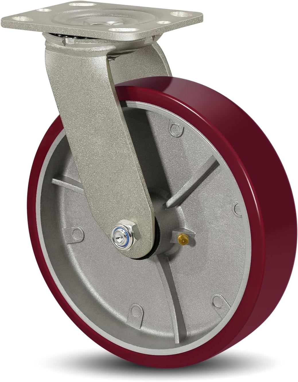 SY America 8" X 2" Casters Wheels,Heavy Duty Industrial Casters，Polyurethane on Aluminum Wheels,1 Swivel Casters,1600 LBS Load Capacity