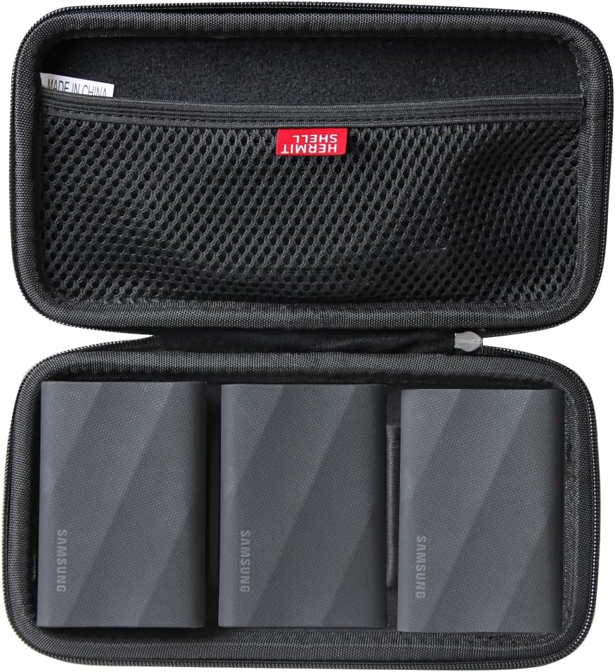 Hermitshell Hard Travel Case for Samsung T9 Portable SSD 2TB / 4TB / 1TB (Black, Case for 3 Hard Drives)