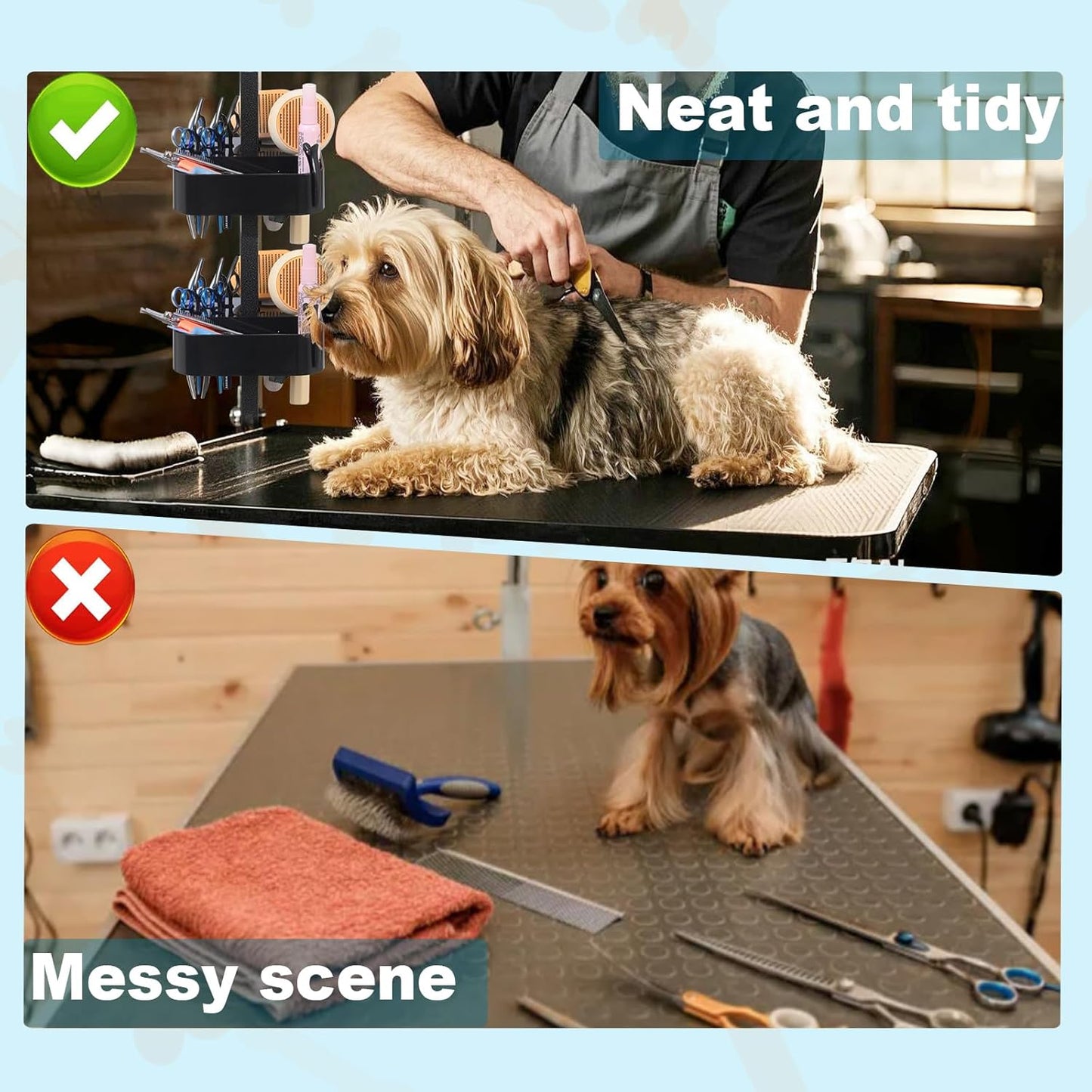 Dog Grooming Organizer – Adjustable Beauty Tools Organizer & Pet Grooming Storage Rack for Scissors, Brushes & Accessories