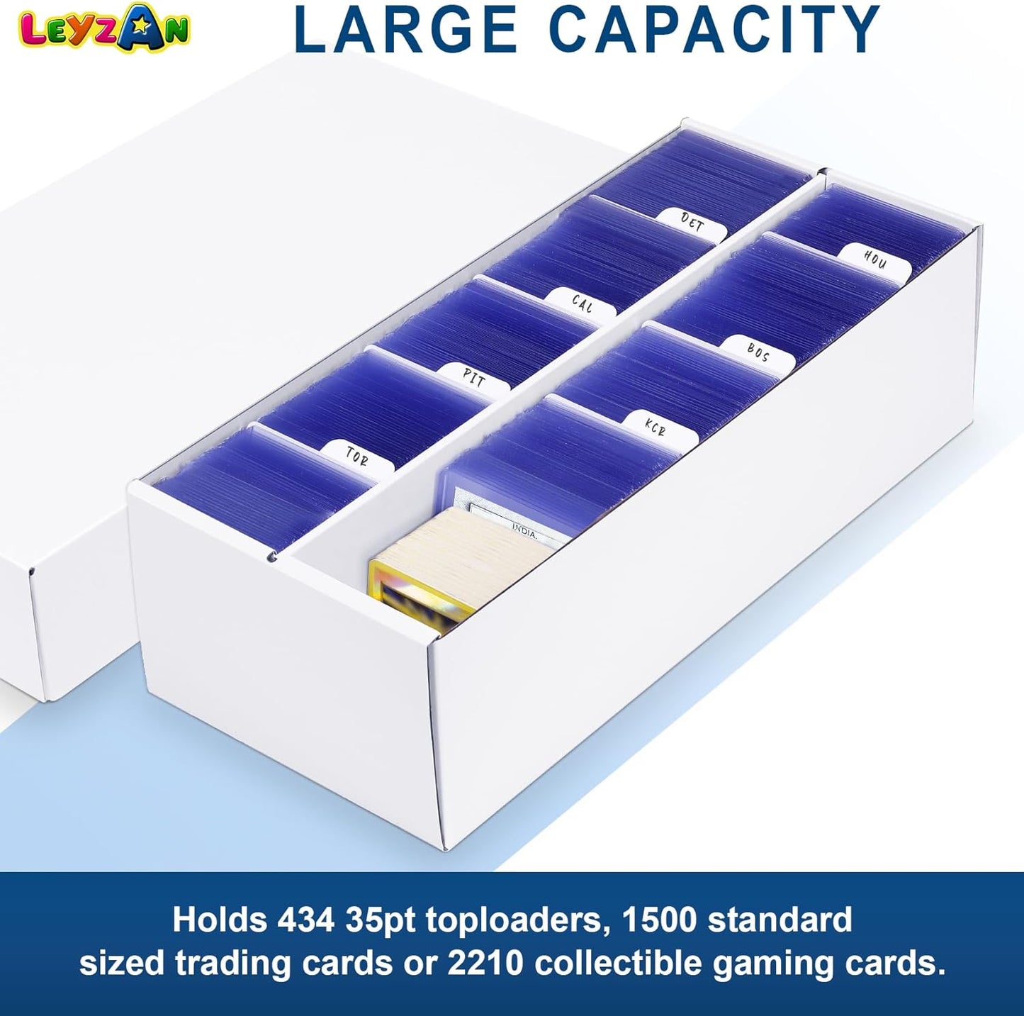 Trading Card Storage Box 2 Pack–1600 Count Cardboard Organizer with Dividers for MTG, TCG, Sports, Toploader