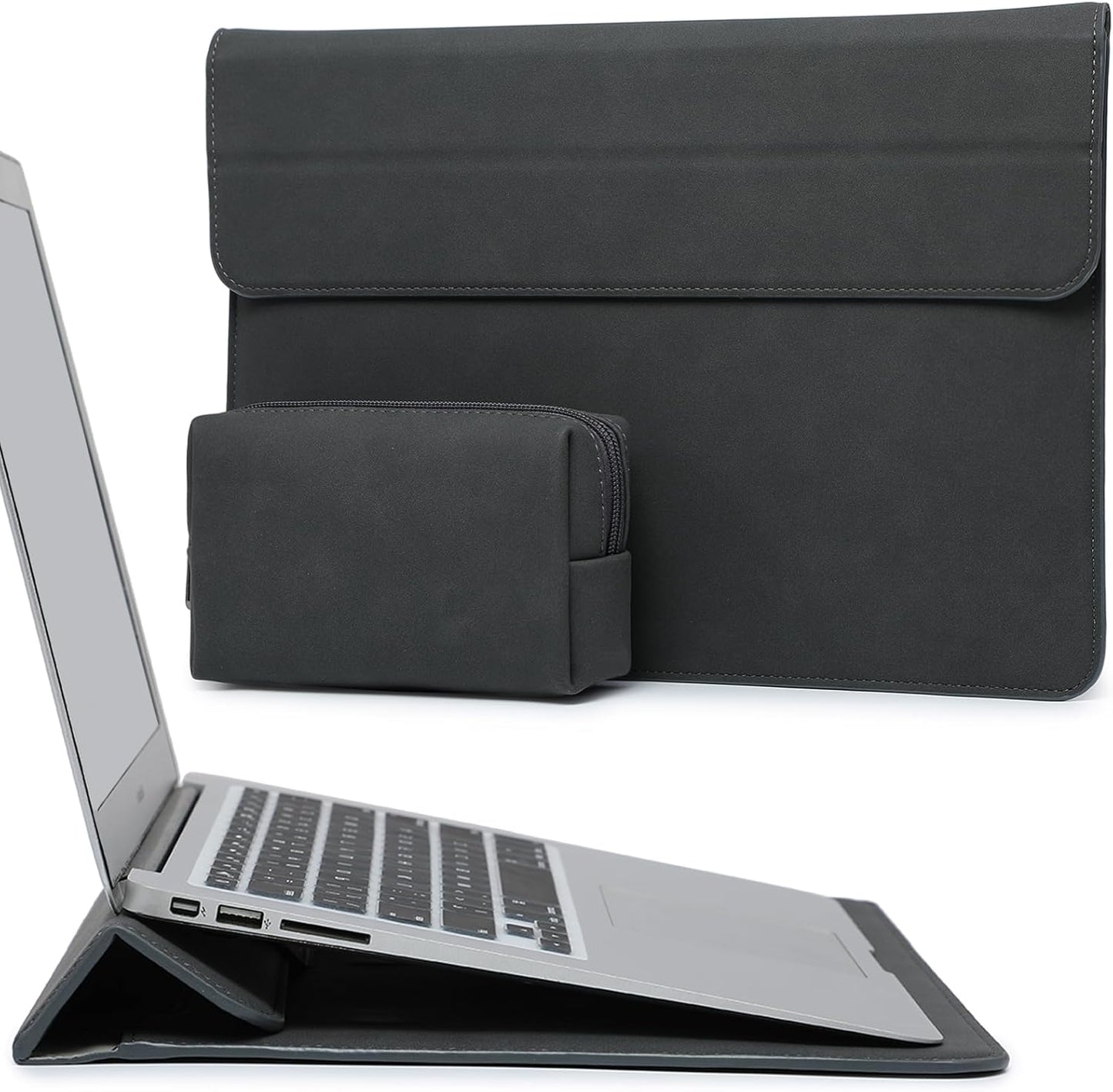 HYZUO 15-16 Inch Laptop Sleeve Case with Stand Feature for MacBook Pro 16 M4/M3/M2/M1 Pro/Max 2025-2019, XPS 15, MacBook Pro 15 2015-2012, Samsung Galaxy Book Flex/Pro 15, Space Gray