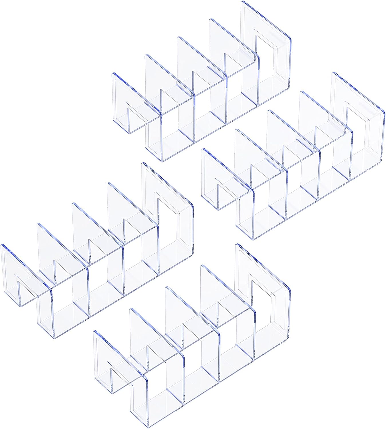 YAGELI Clear Acrylic Purse/Handbag Organizer - 4 Sections Divider for Closet Storage - Sturdy Organizer Rack for Purses, Handbags, and Clutches(4Pack-4Sections)