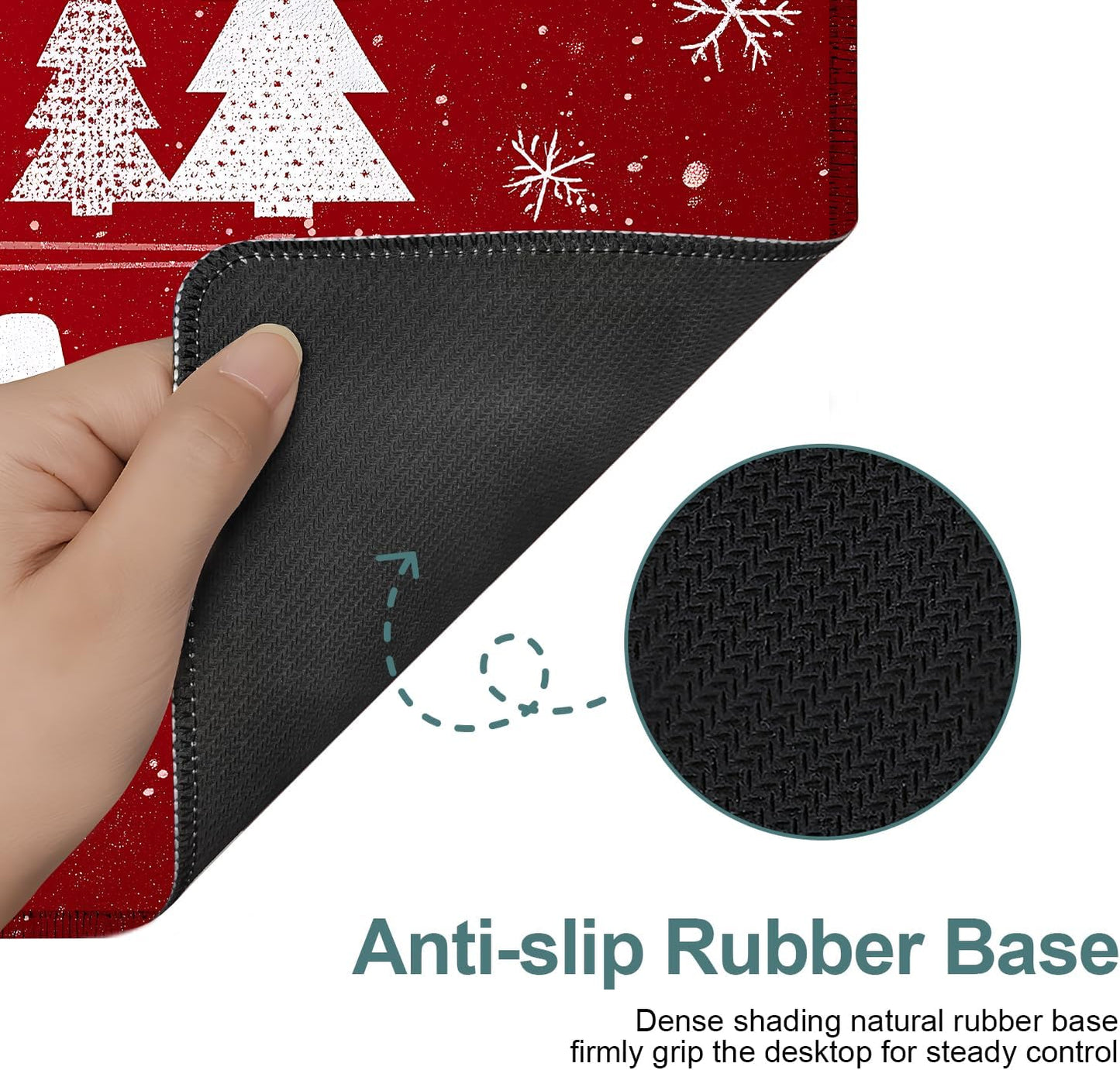 Merry Christmas Gaming Mouse Pad 35.4"x15.7"Desk Mat Anti-Slip Rubber Base & Durable Stitched Edges for Gamers Smooth Mouse Writing Surface for Desk Office/Home