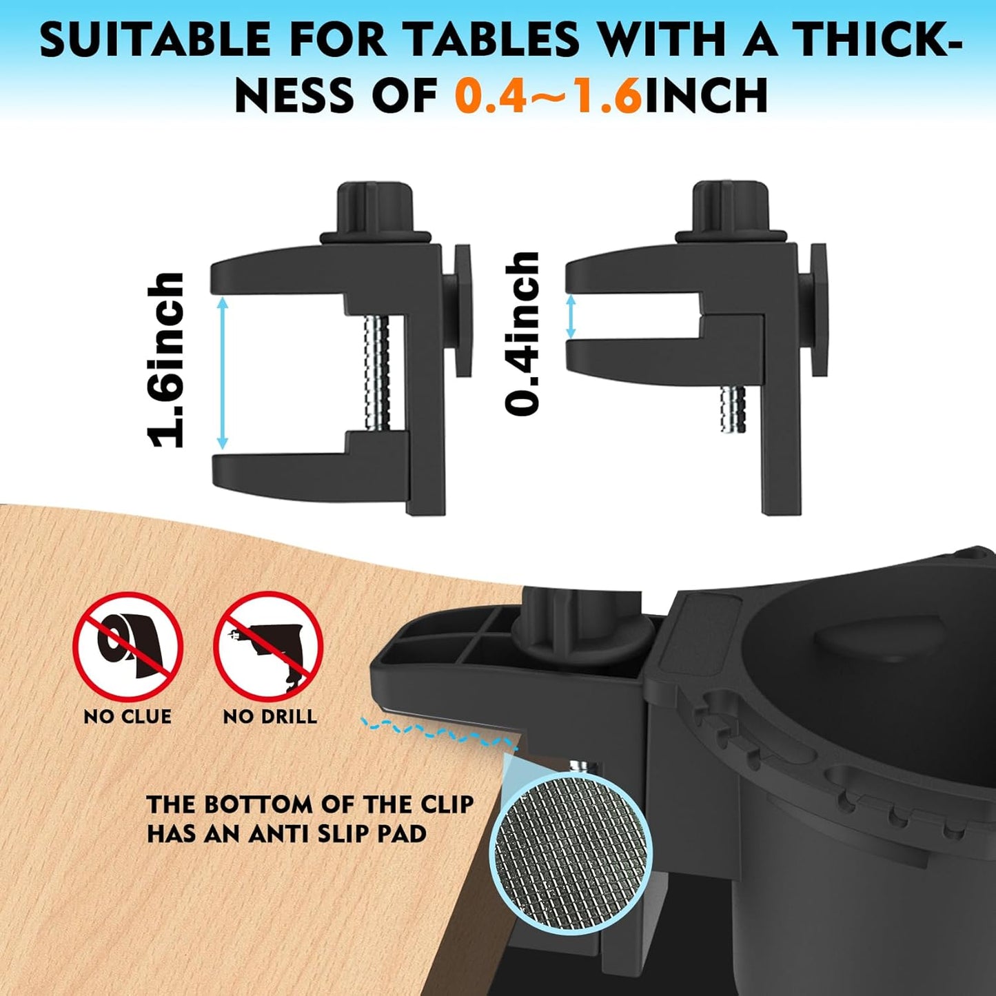 Desk Cup Holder, Anti-Spill Table Cup Holder for Water Bottles, Wheelchairs, Workstations, Gaming Desk Accessories.(Green, Large)