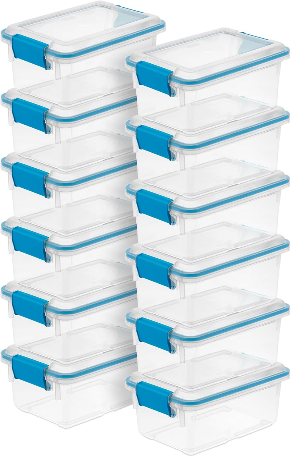 Sterilite 12-Pack Gasket Box, Weather-Resistant Storage Bins with Latching Lids, 7.5 Quart - Heavy-Duty Organizing Containers for Closet, Bathroom, and Office