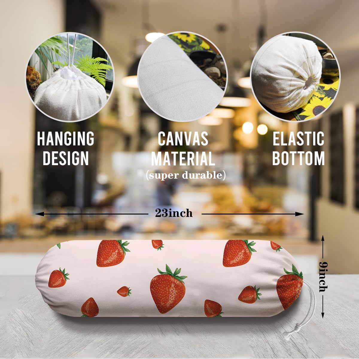 Strawberry Plastic Bag Holder, Grocery Bags Storage Organizer, Reusable Shopping Bags Holder Dispenser, Summer Home Decor, Farmhouse Kitchen Decor Gifts for Women, Kitchen Pattern Garbage Bag 41