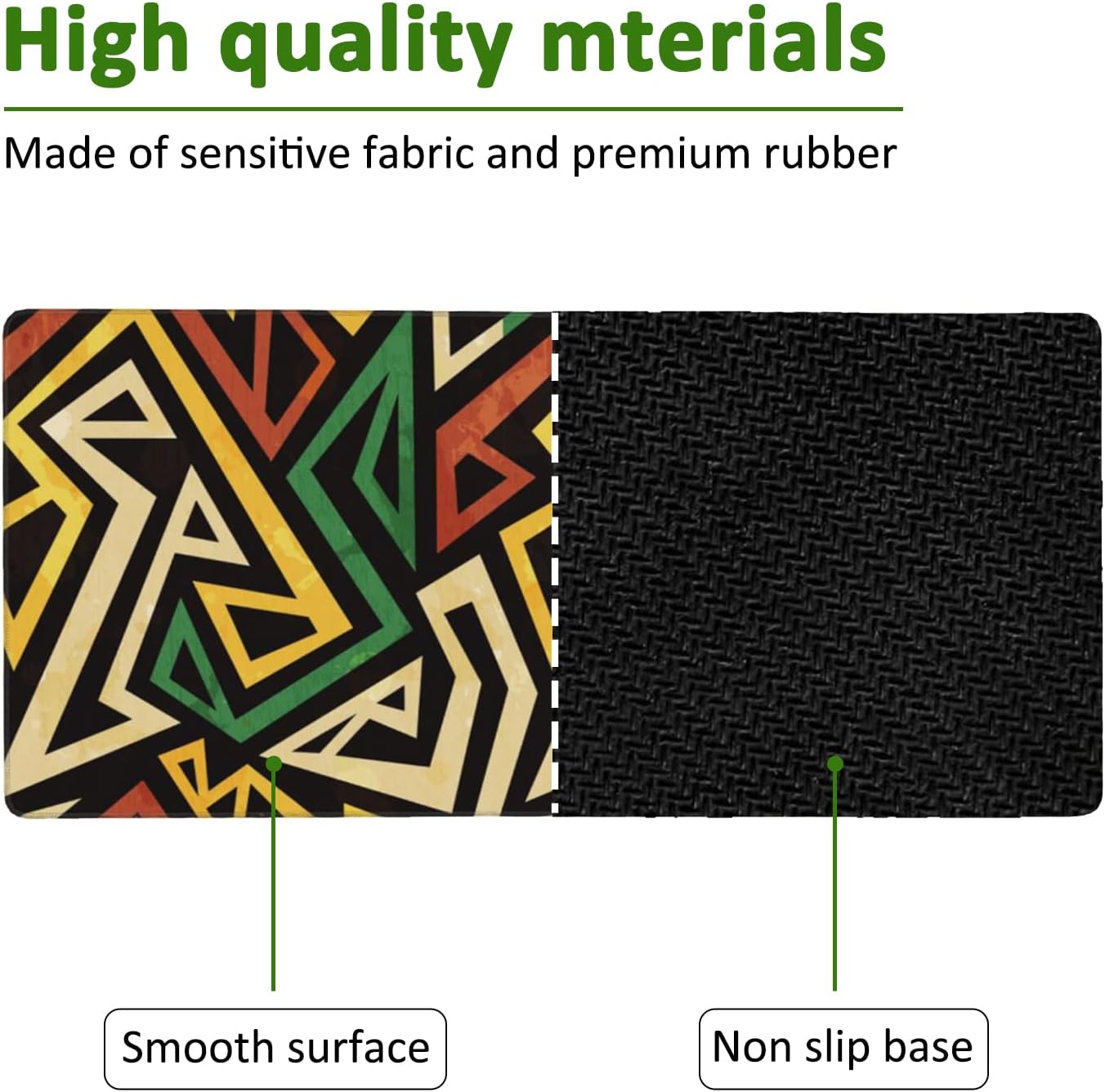 African Geometric Gaming Mouse Pad XXL Large Desk Mouse Pad Keyboard Mat with Stitched Edges Waterproof Non-Slip Desk Mat for Laptop,Keyboard,Computer 35.4 * 15.7 Inch