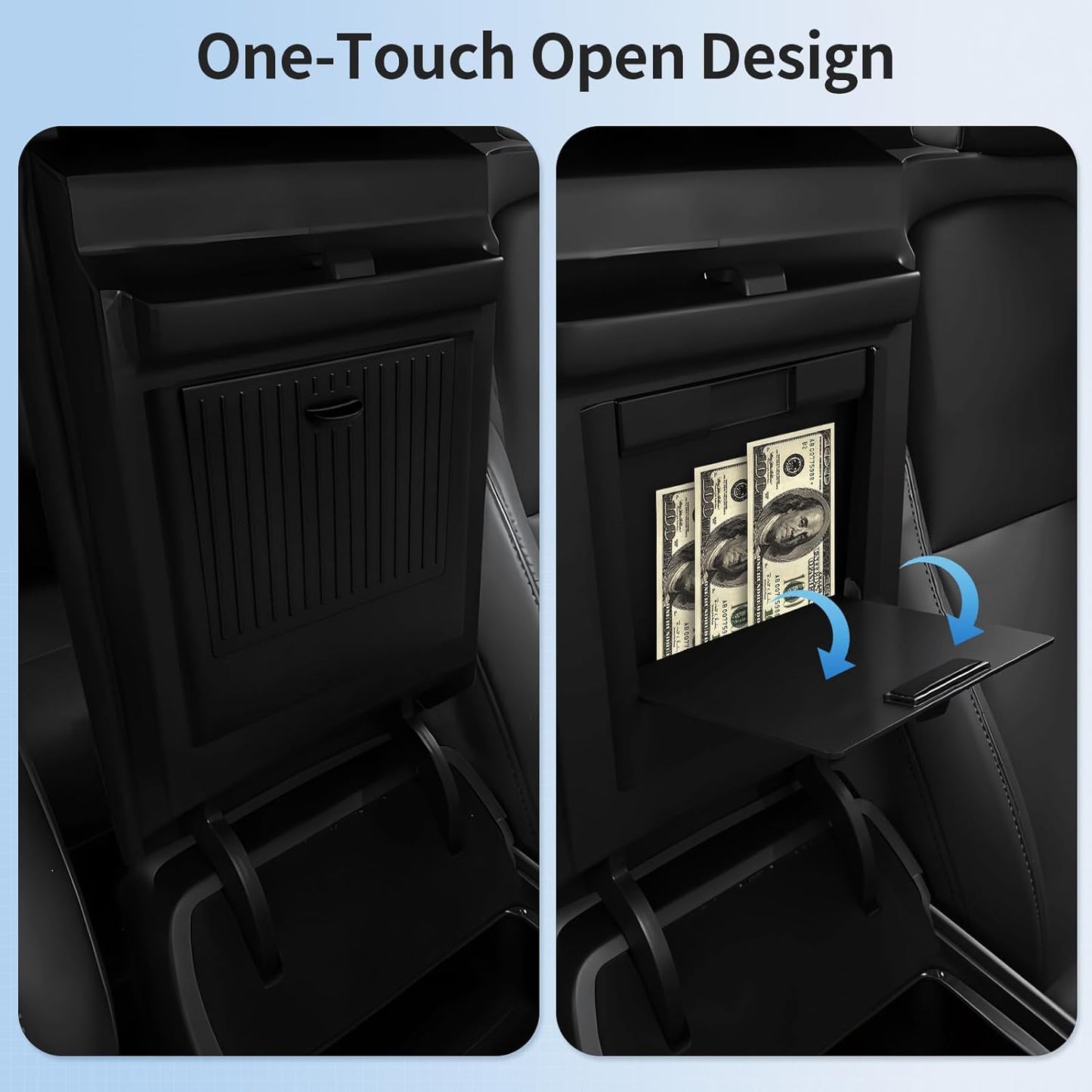 2025 Upgrade Center Console Organizer Tray for Tesla Model Y Accessories 2024-2020/For Tesla Model 3 Accessories 2023-2021 [Slide Smoothly/US Patent] Cup Holder Matte Black