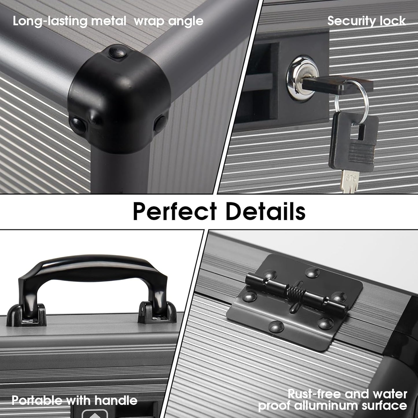 Medicine Lock Box with Key, Alluminum Alloy Box for Medication,First Aid Box with a Removeable Tray to Store Medicines & Pills for Home, Black 12 * 7.68 * 7.87 Inch
